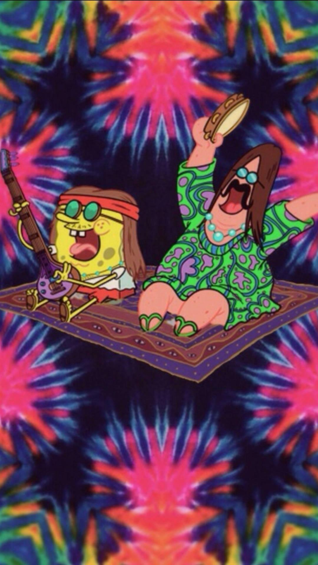 1080x1920 Download SpongeBob enjoying a joint on a hippie adventure! Wallpaper