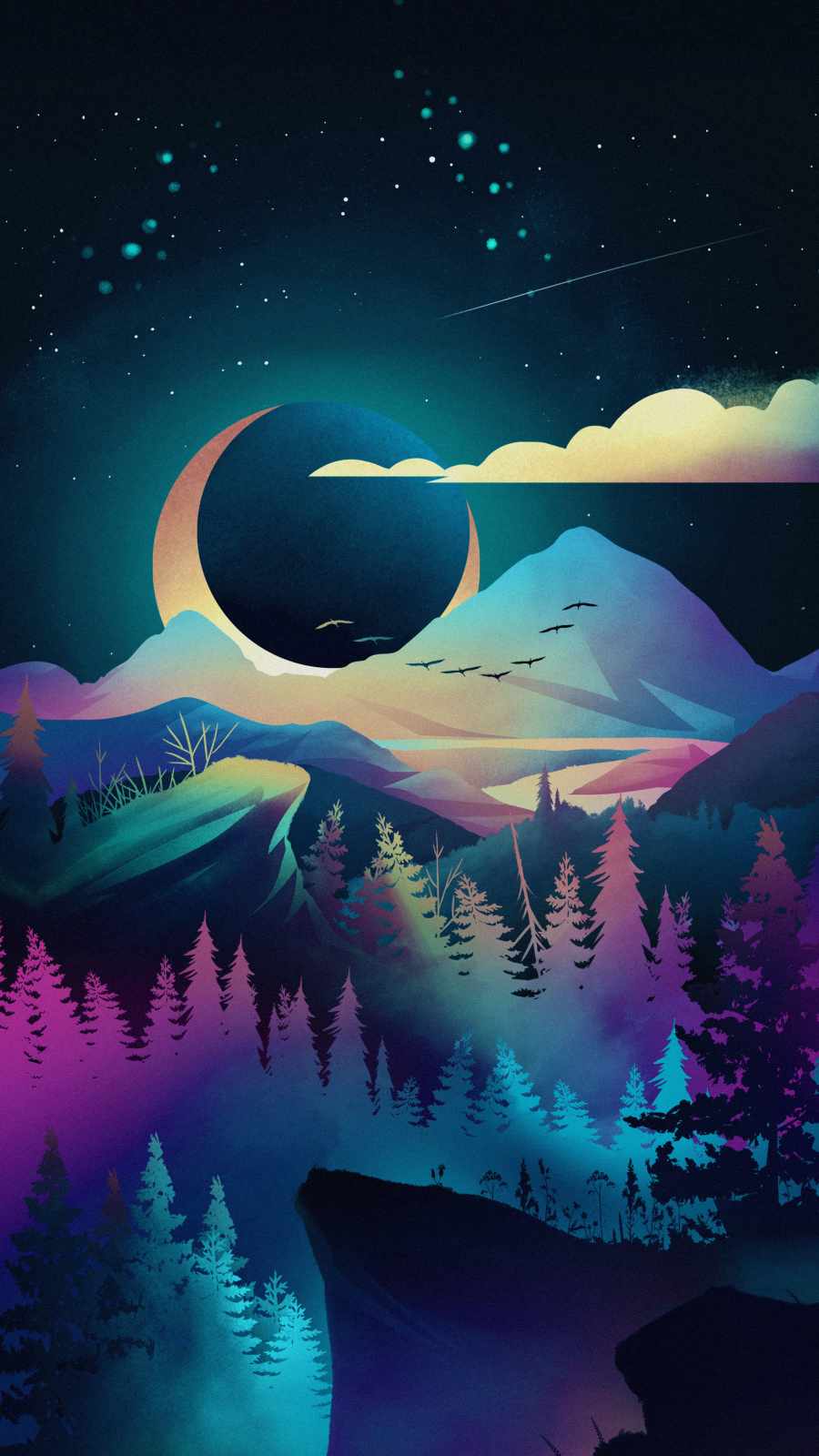 900x1600 Night Forest Art IPhone Wallpaper Wallpaper : iPhone Wallpaper