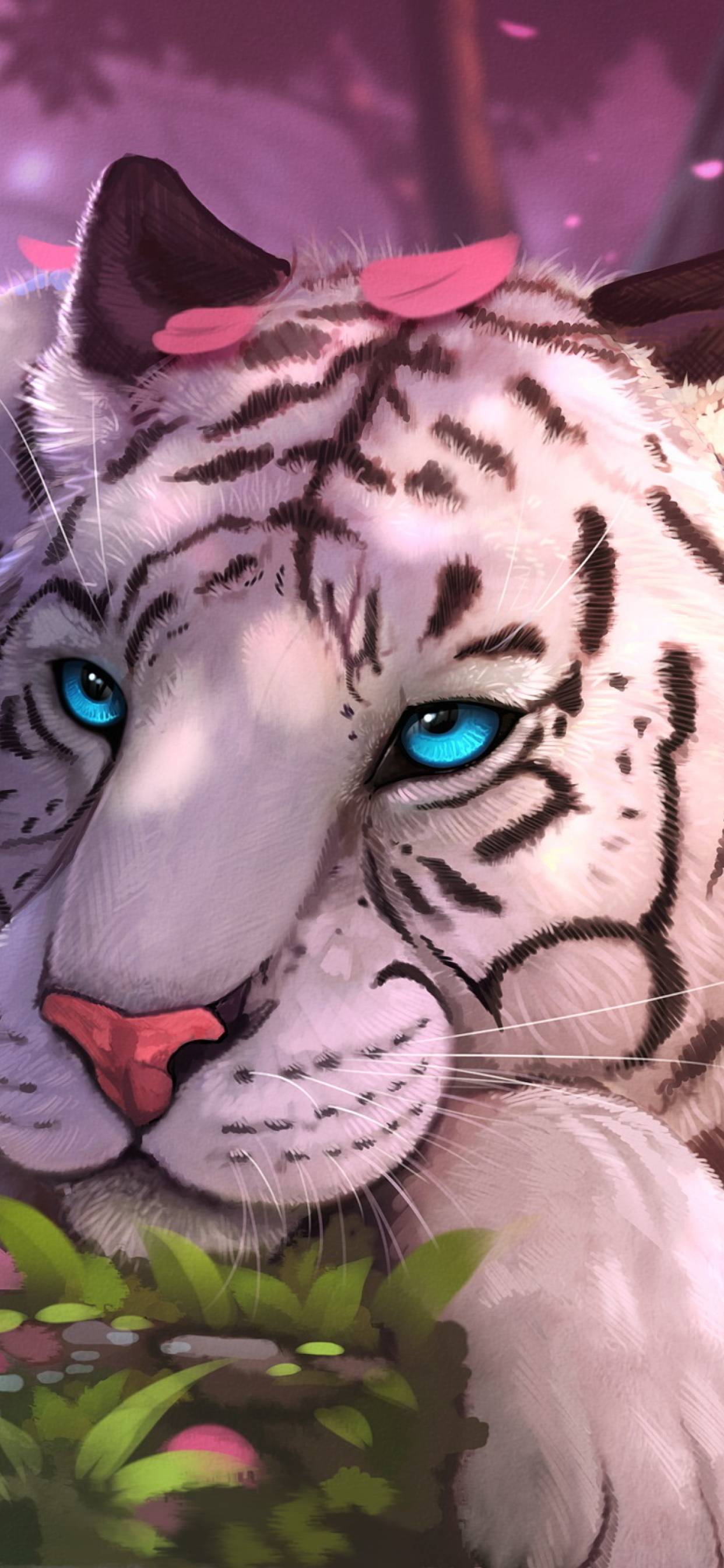1242x2688 Blue Eyes White Tiger In Fantasy World iPhone XS MAX Wallpaper, HD Animals 4K Wallpaper, Image, Photo and Background