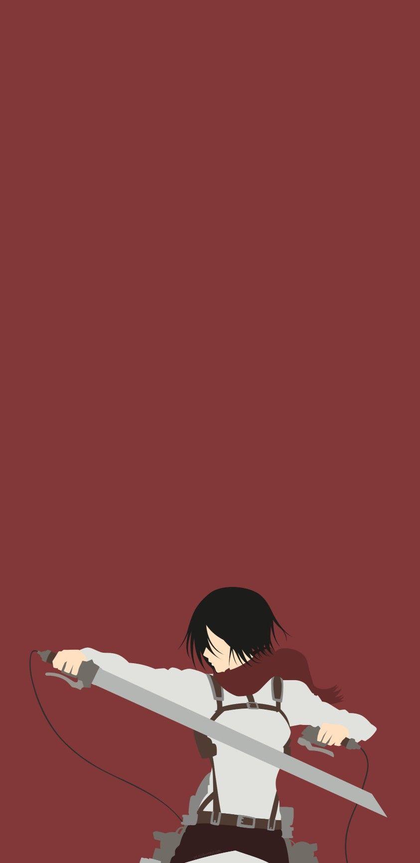 843x1732 Mikasa Ackerman Minimalist Wallpaper. Animes wallpaper, Mangá wallpaper, Filmes de anime