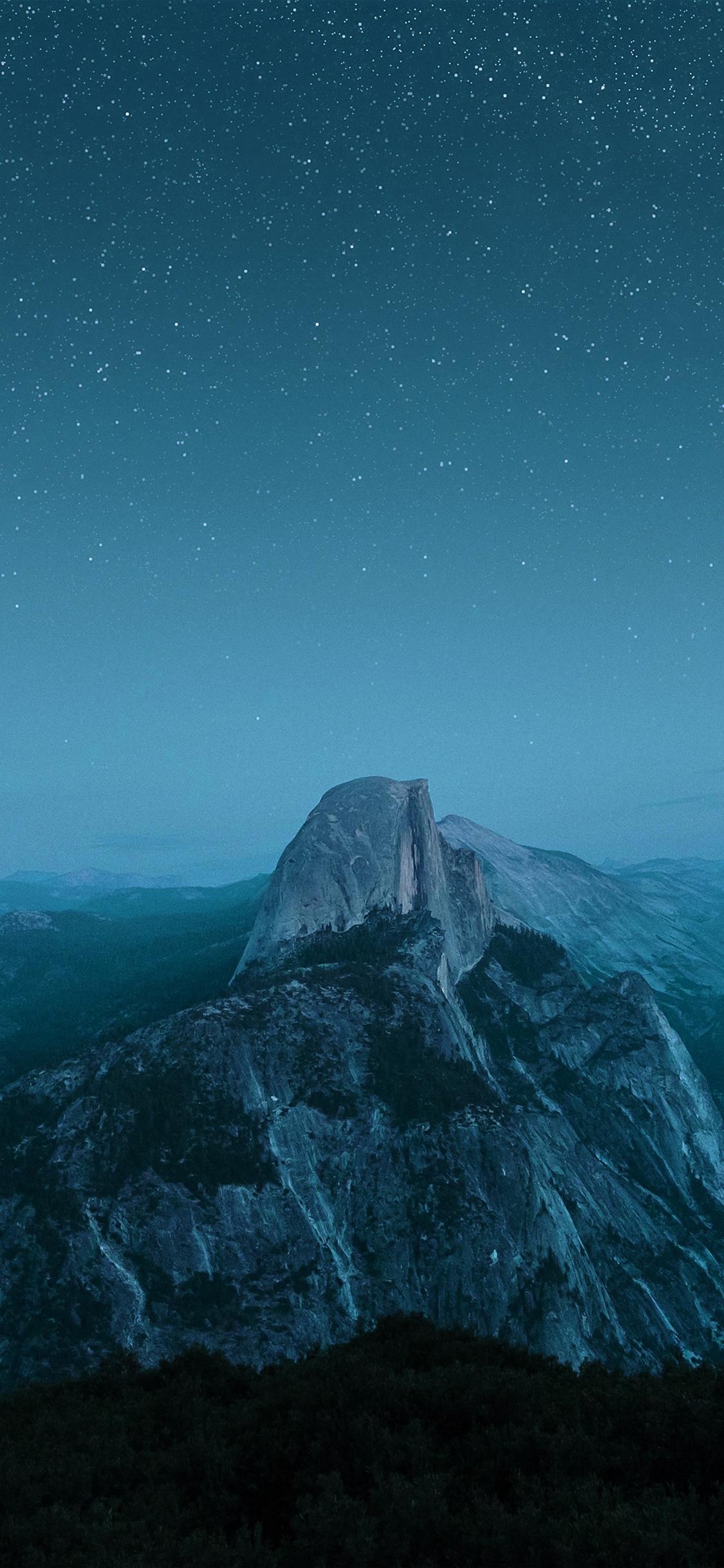 1125x2436 starry night light blue summer mountain nature awesome