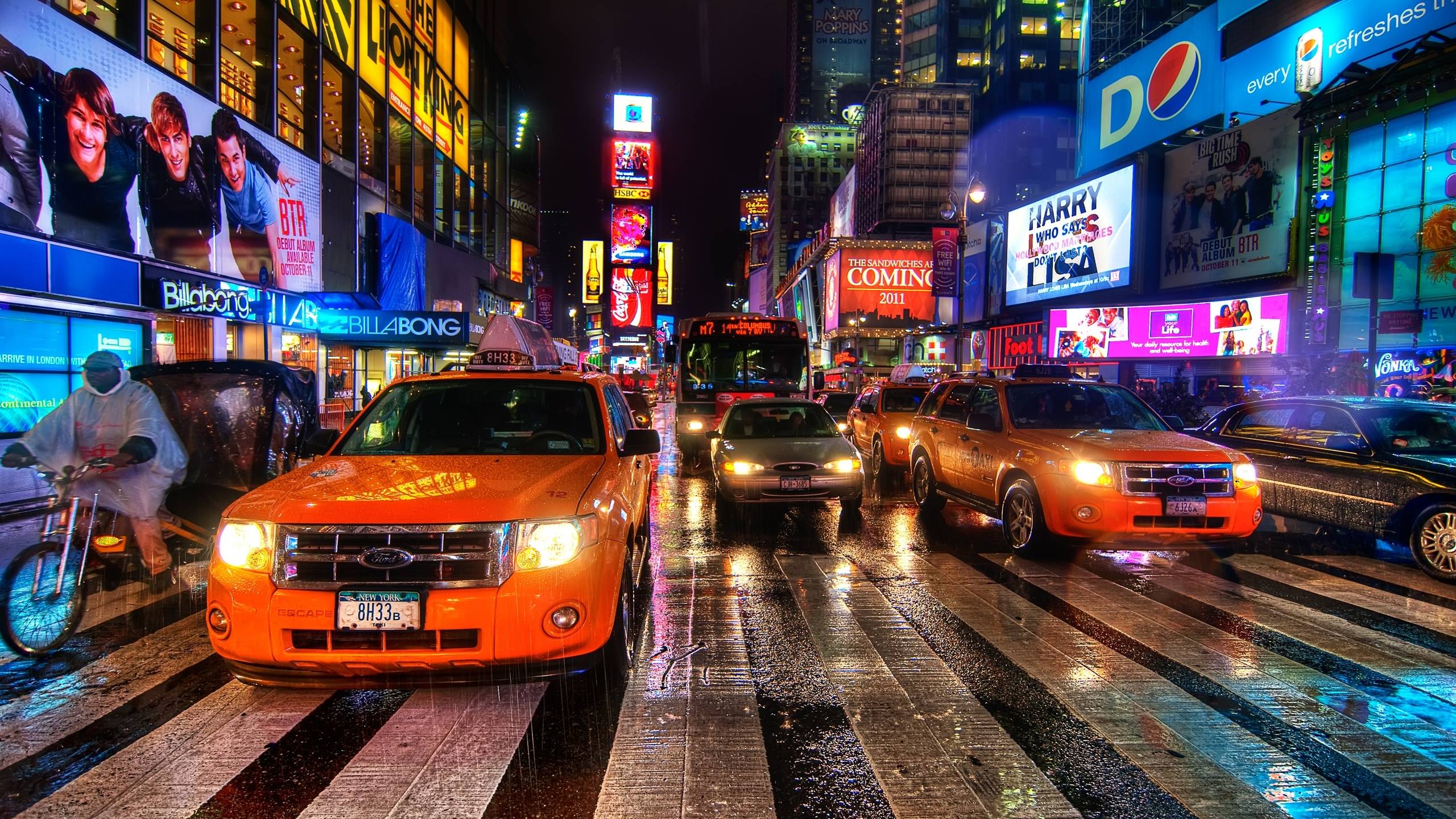 2560x1440 new york, night, taxi 1440P Resolution Wallpaper, HD City 4K Wallpaper, Image, Photo and Background