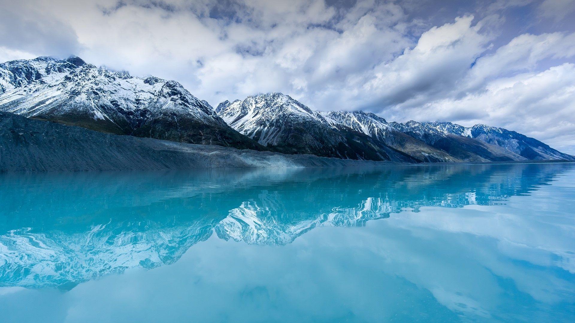 1920x1080 微软聚焦壁纸. Windows focused wallpaper. New zealand snow, Glacier lake, South island