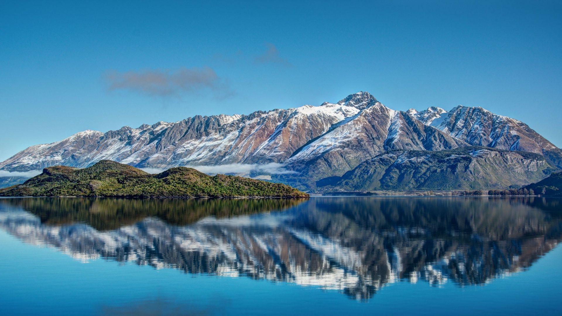 1920x1080 Download wallpaper 1920x1080 new zealand, mountains, river, sea, sky, landscape full hd, hdtv, fhd, 1080p HD background