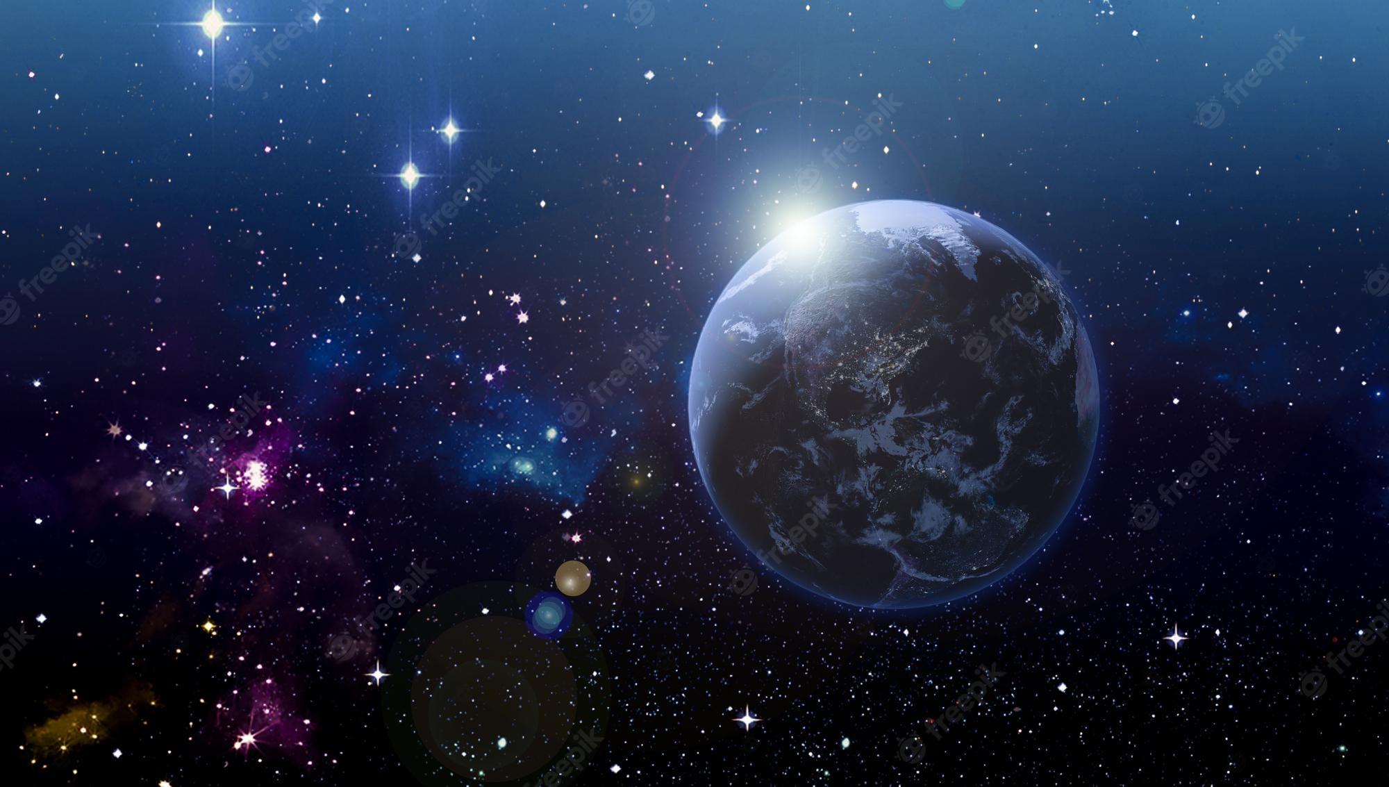 2000x1133 Premium Photo. Surface of earth planet in deep space outer dark space wallpaper