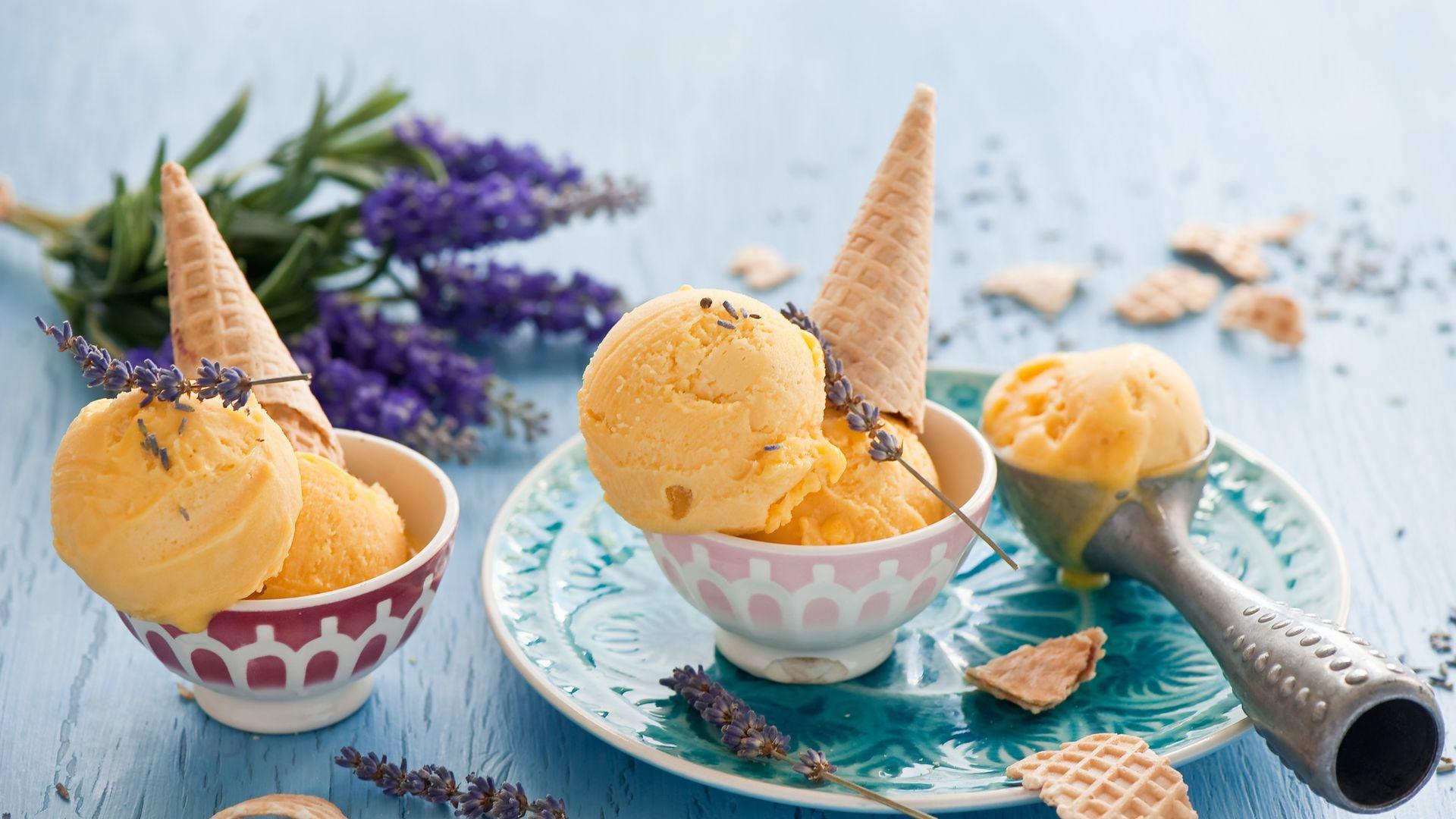 1920x1080 Ice Cream, Cone, Lavender, Dessert HD Wallpaper Free Download