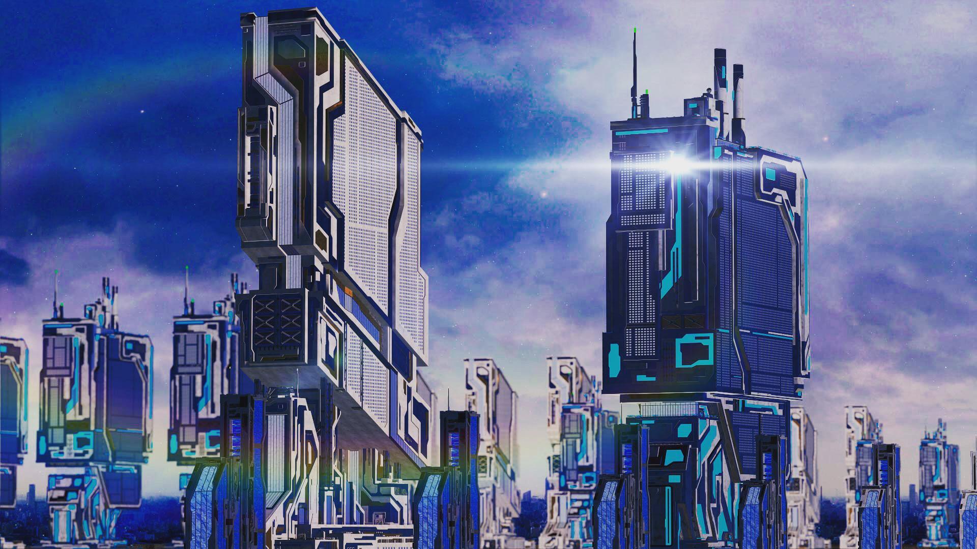 1920x1080 Future City- made using Element 3D