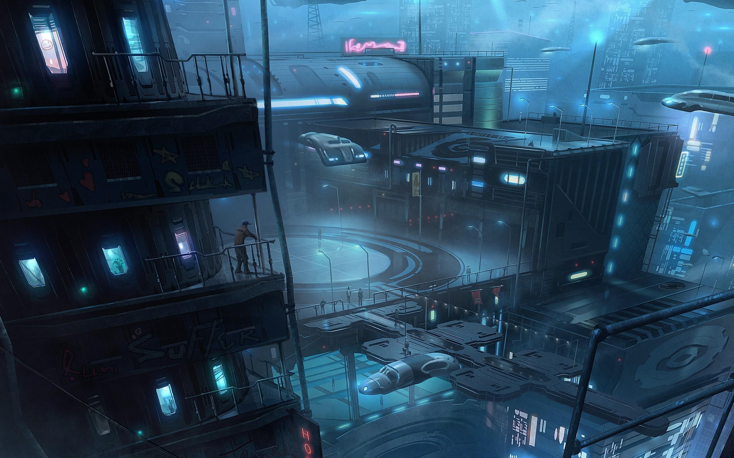 2560x1600 Futuristic City At Night Wallpaper