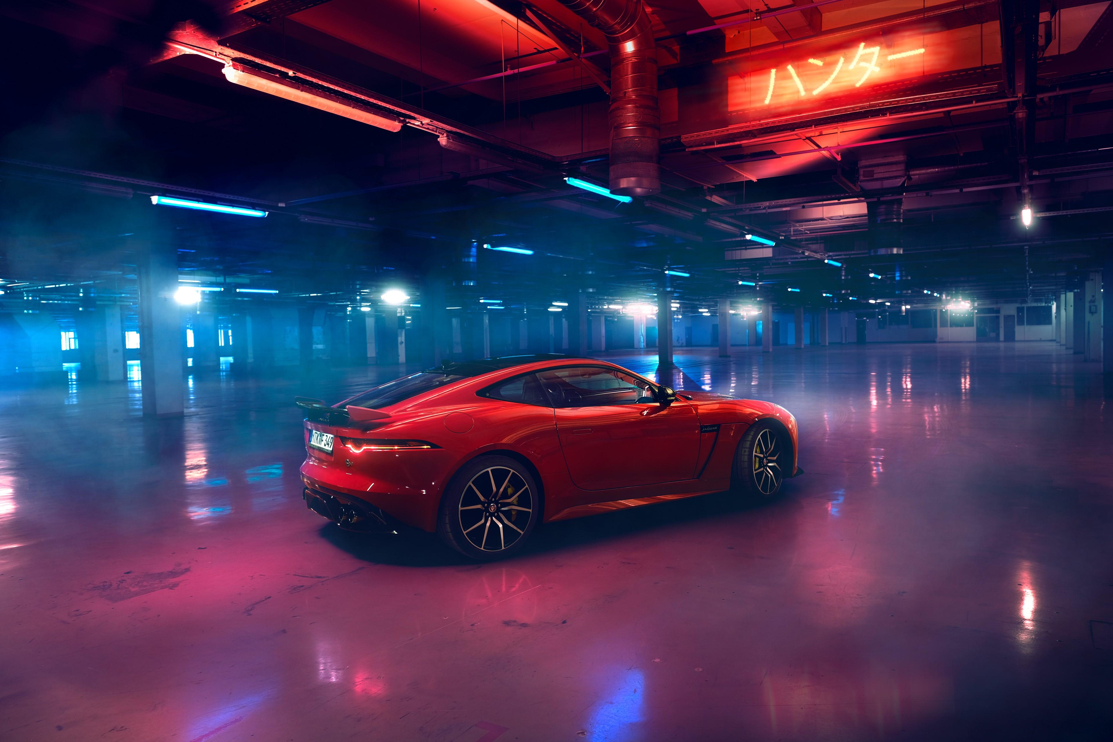 3840x2560 Wallpaper / Jaguar F Type, Jaguar, Car, Red Cars, Neon Lights, Luxury Cars, Parking Lot, Parking Free Download