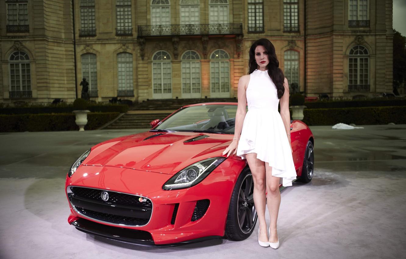 1332x850 Wallpaper look, girl, Jaguar, Girls, dress, hairstyle, red car image for desktop, section девушки