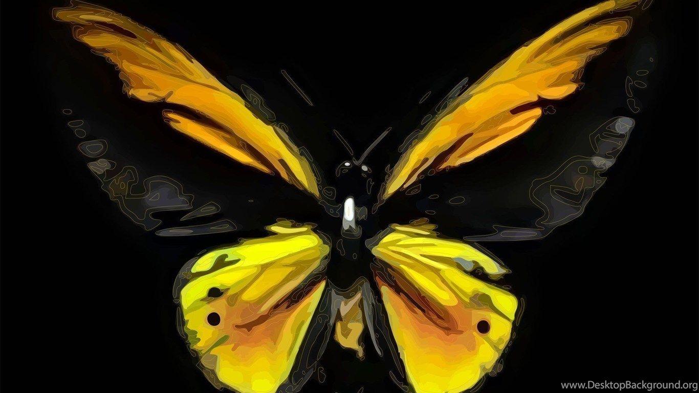 1366x768 Black yellow beautiful butterfly Desktop Background
