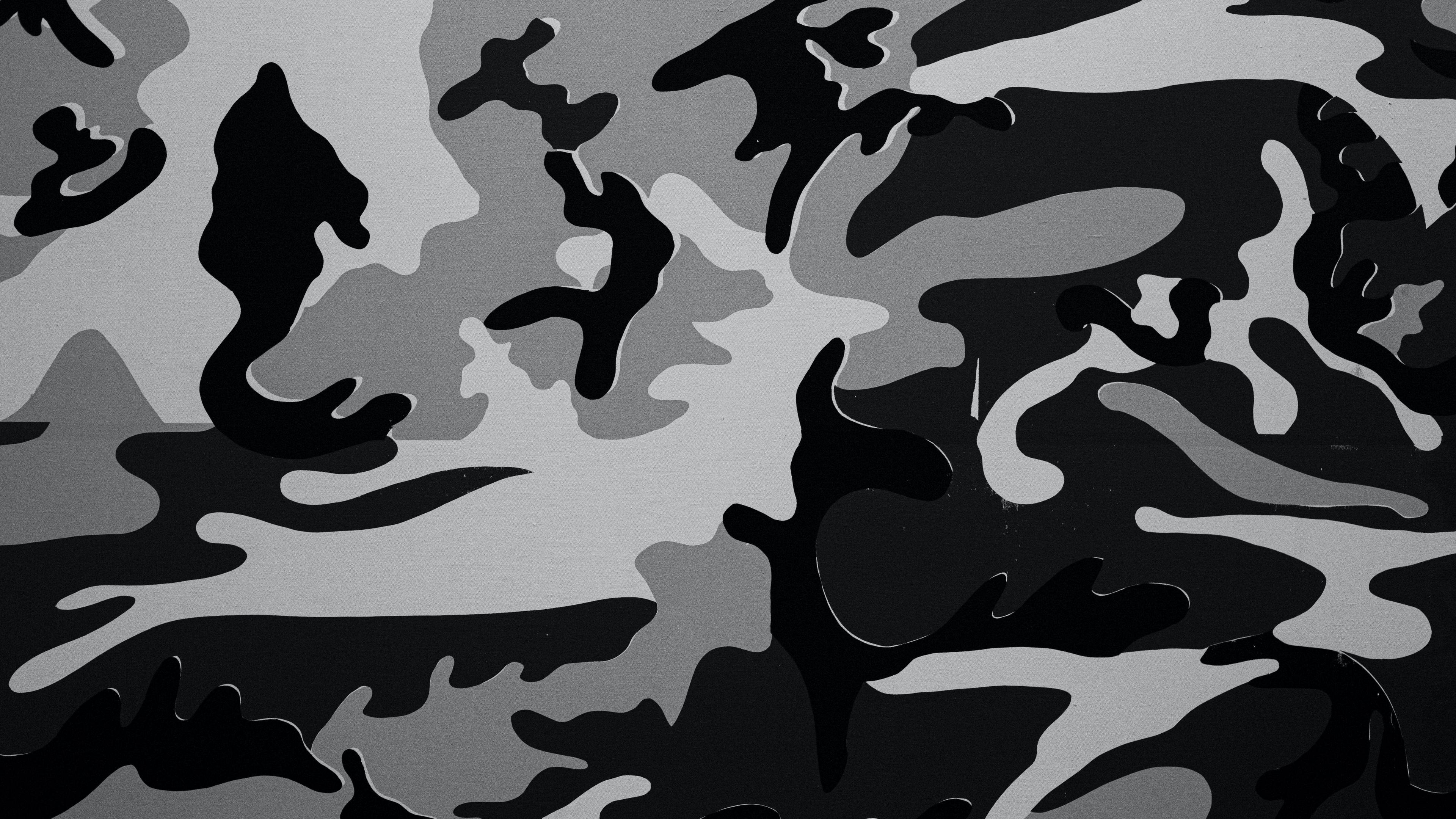 3840x2160 Download wallpaper 3840x2160 camouflage, spots, army, texture, black and white 4k uhd 16:9 HD background