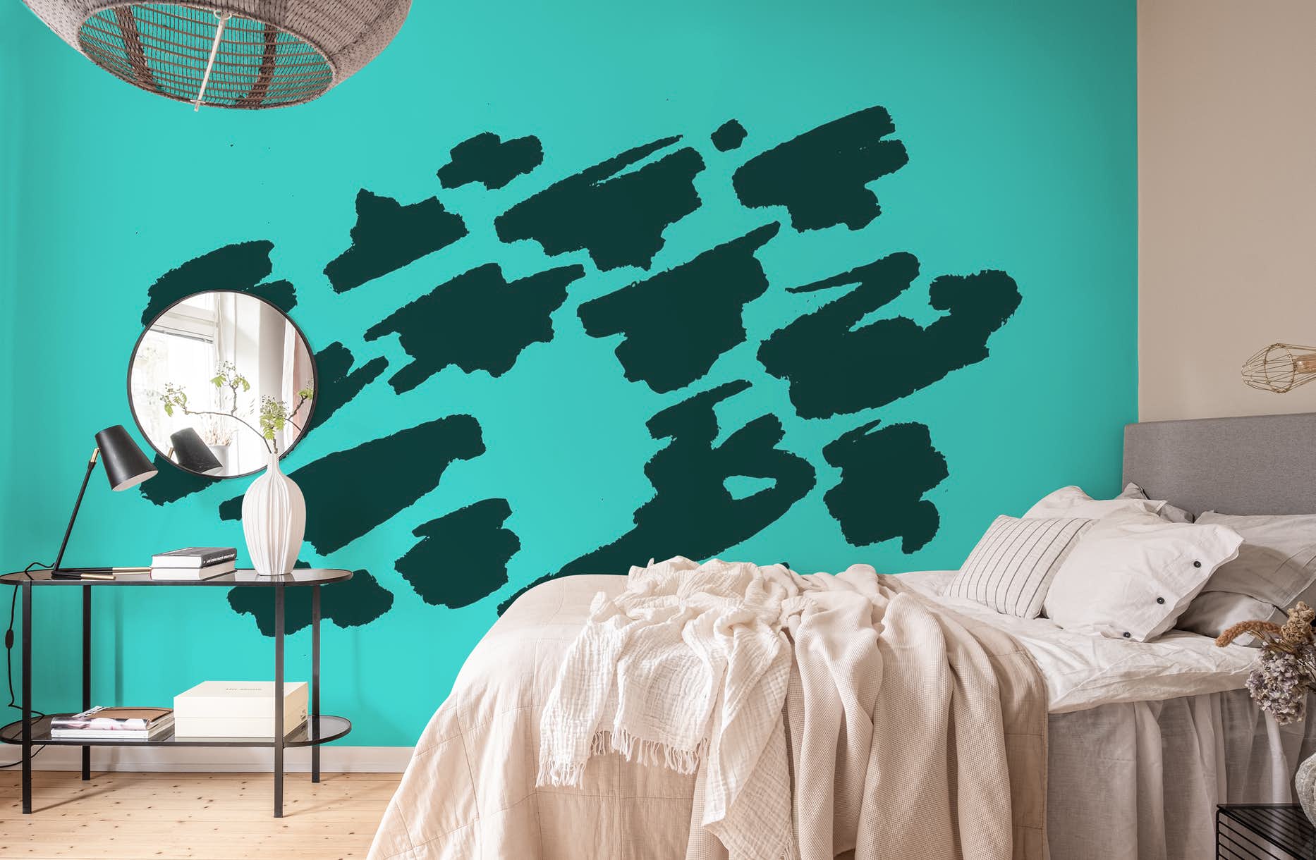 1866x1220 Buy Bright Turquoise Modernist wallpaper