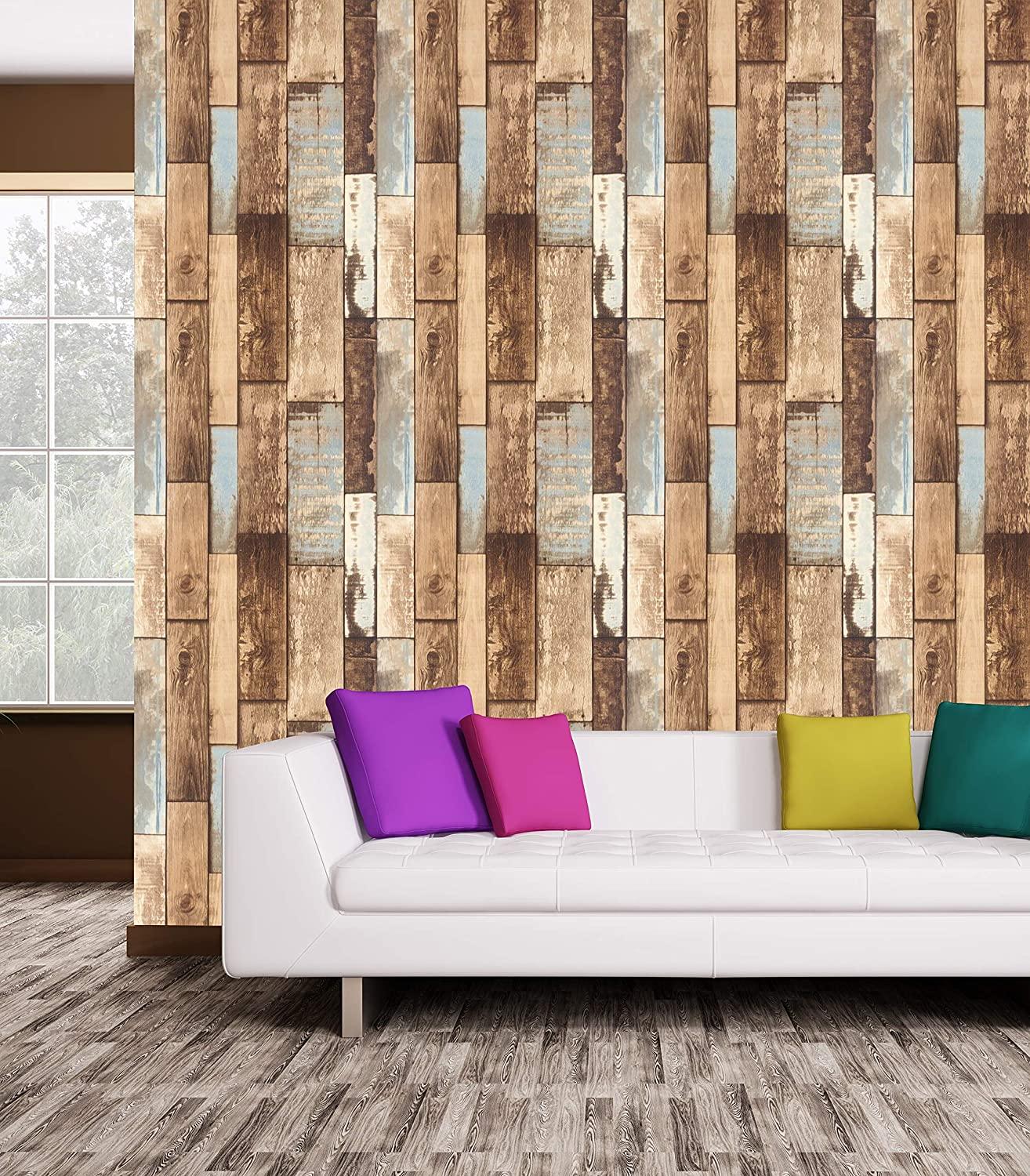 1314x1500 Konark Designer Wallpaper Wood Log Design Big Size Matt Finish roll for Covering Living Room Bedroom Decoration Multicolor ( 57 Sqft /Roll ) : Amazon.in: Home Improvement
