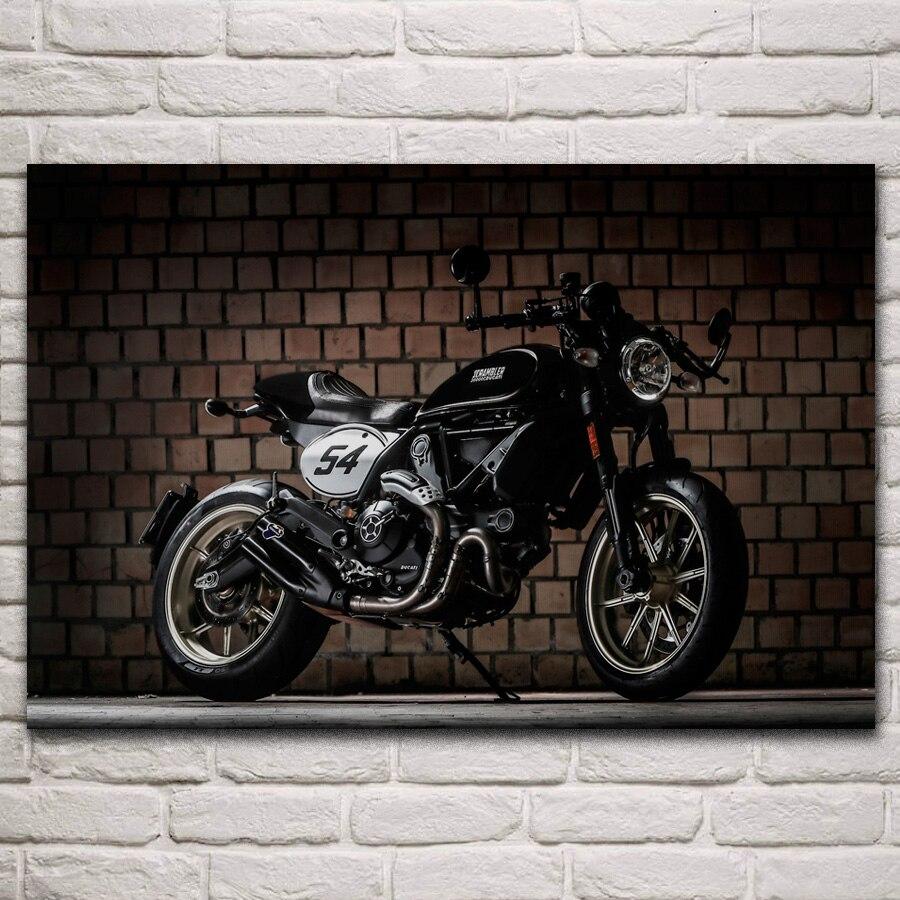 900x900 Cool black motorcycle cafe racer bike wallpaper fabric posters on the wall picture home art living room decoration KM875. Painting & Calligraphy