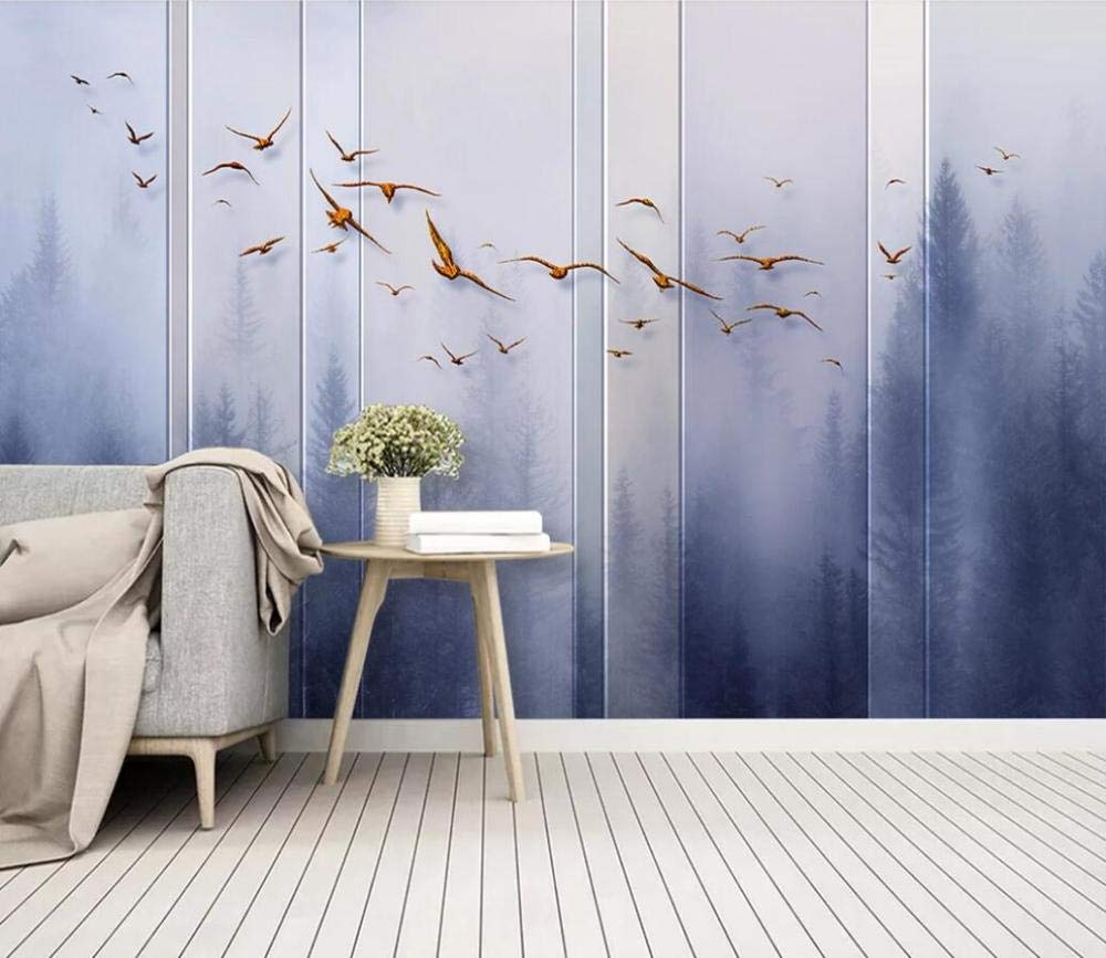 1000x867 Wallpaper Murales 3D Wallpaper Watercolor Forest Misty Birds Wallpaper for Walls Living Room Bedroom Tv Background Decorating Wall Art 350cmx256cm