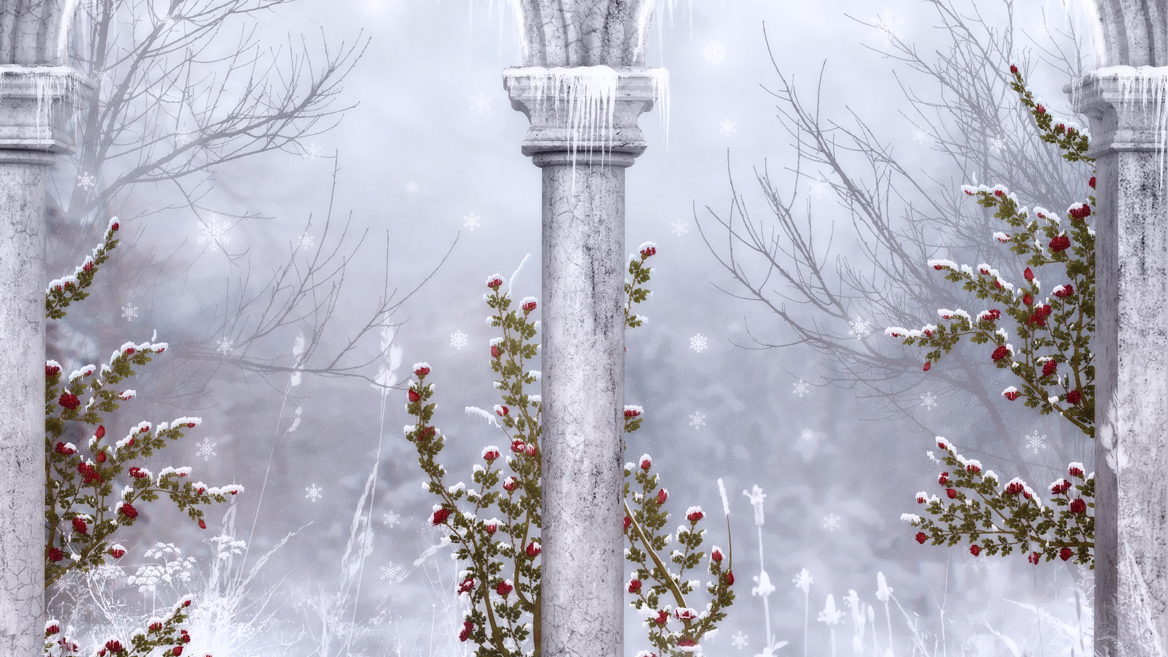 3840x2160 4K Artistic Winter Wallpaper and Background Image