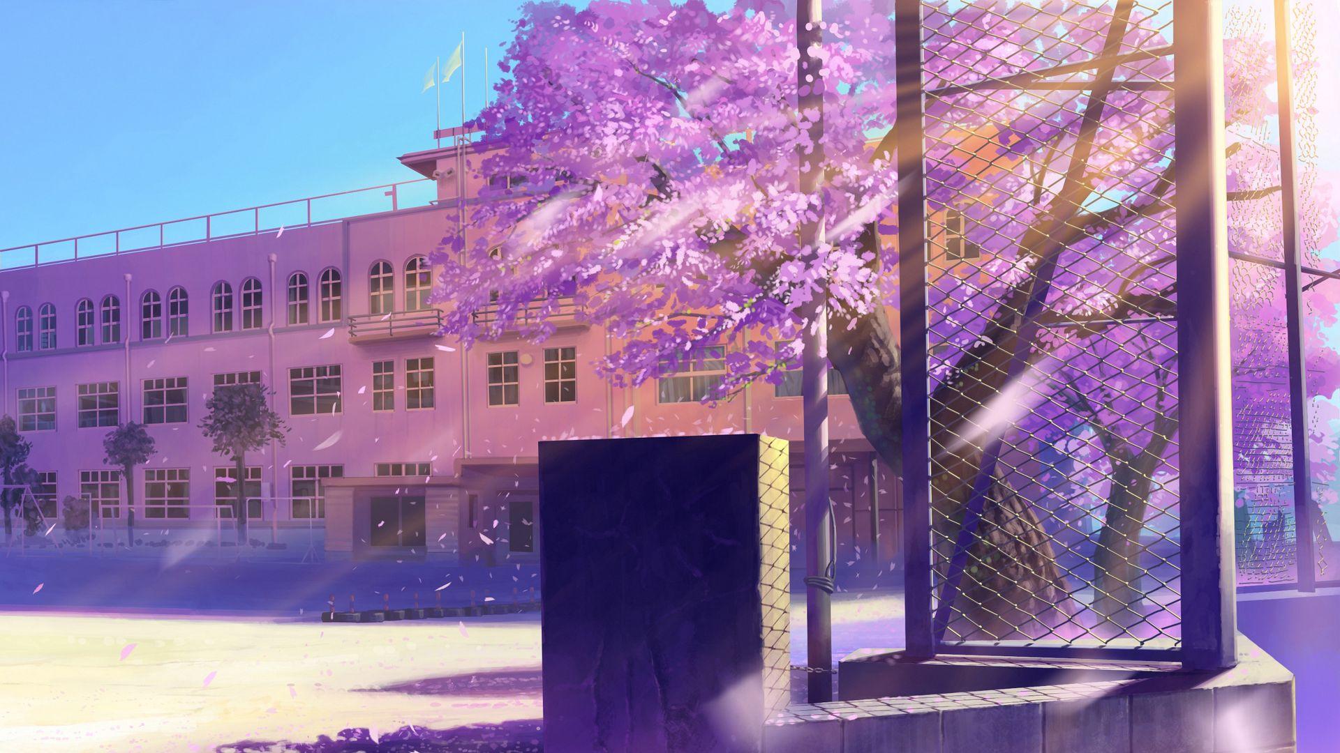 1920x1080 Download wallpaper 1920x1080 anime, school, winter street full hd, hdtv, fhd, 1080p HD background