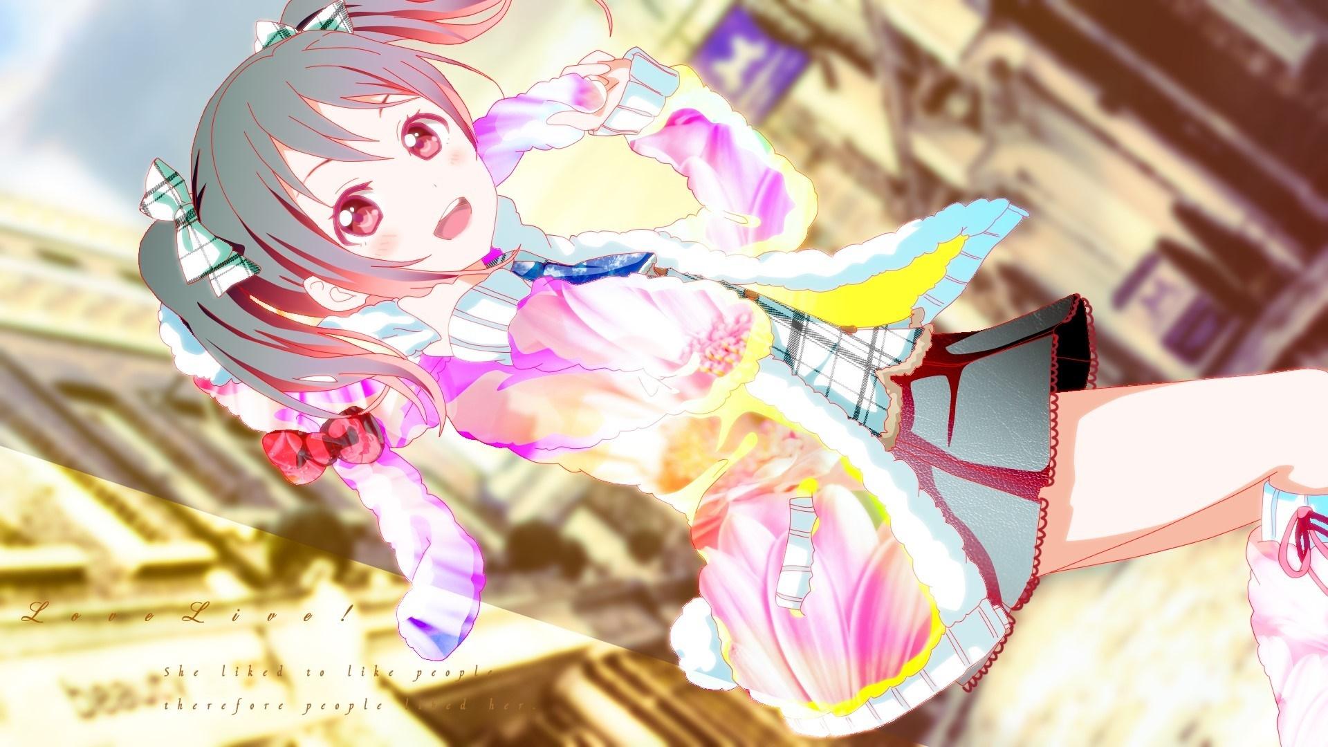 1920x1080 anime, anime girls, Love Live, Yazawa Nico, pink, flower Gallery HD Wallpaper
