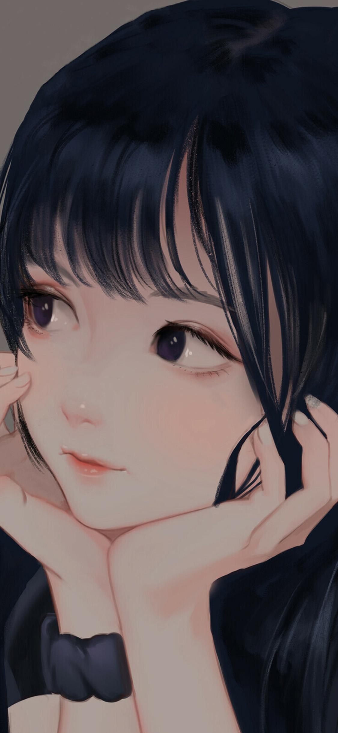 1125x2436 iPhone X wallpaper. art girl face smile cute anime