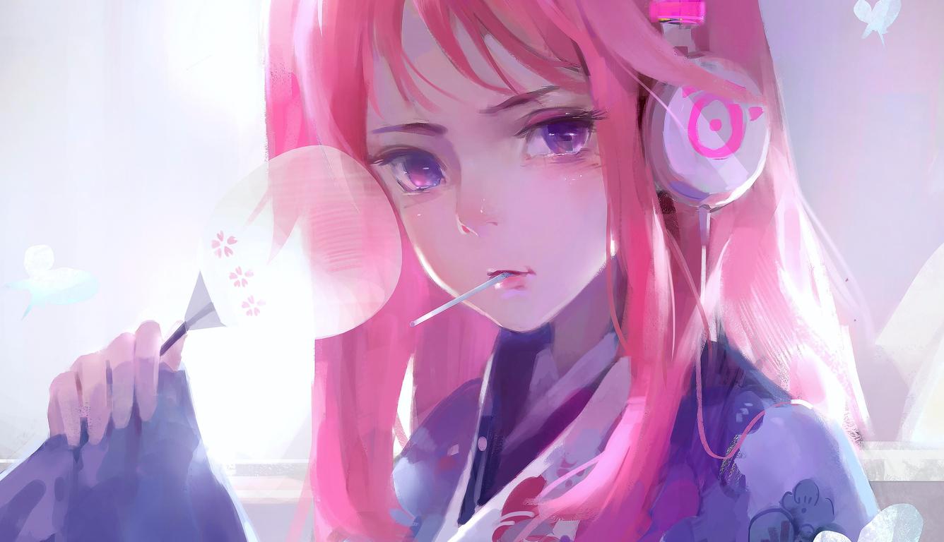 1336x768 Cute Anime Girl Pink Art 4k Laptop HD HD 4k Wallpaper, Image, Background, Photo and Picture