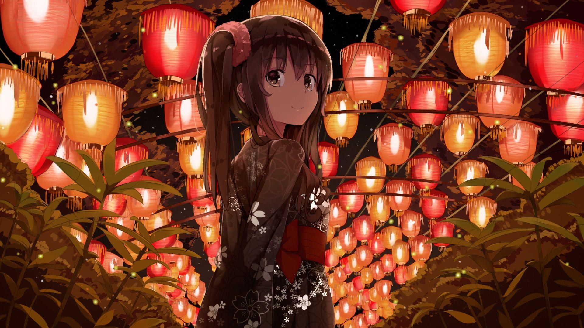 1920x1080 Desktop Wallpaper Decorations, Night, Original, Cute Anime Girl, HD Image, Picture, Background, C67112