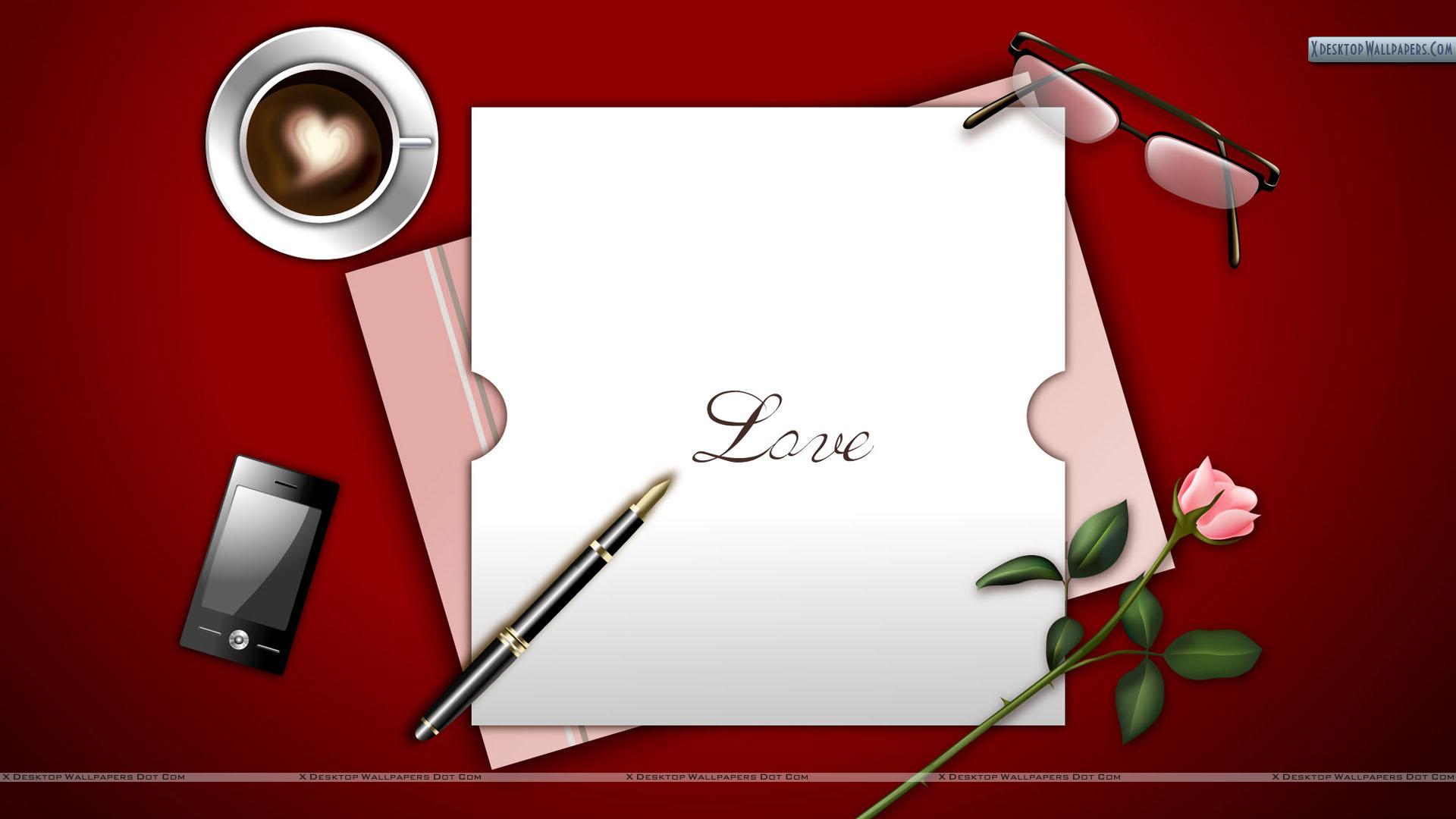 1920x1080 Love Greeting Card With Rose Wallpaper