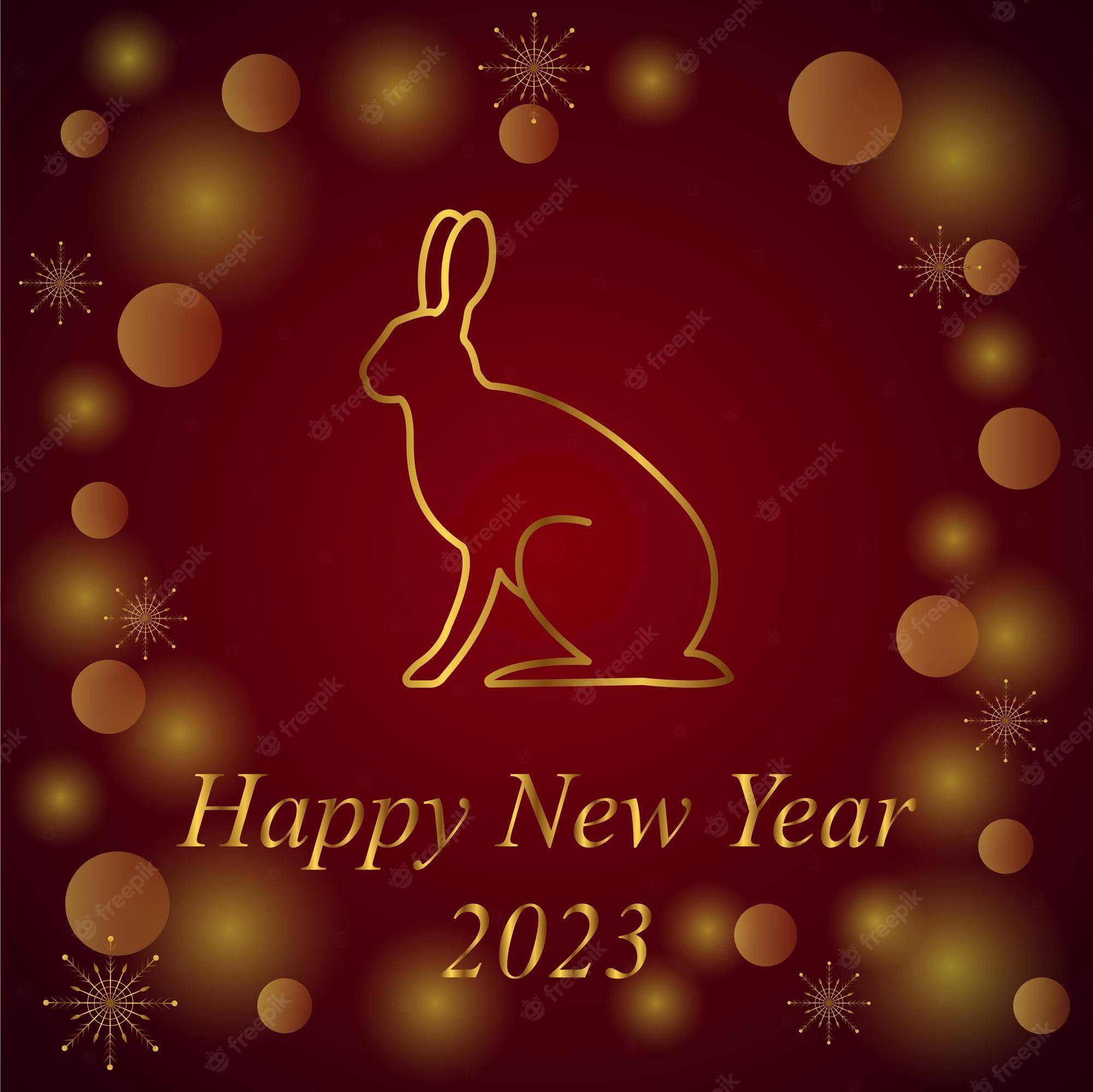 2000x1999 Premium Vector. Greeting card merry christmas and happy new year vector illustration with a hare the mascot of the chinese new year background for wallpaper greeting cards flyers