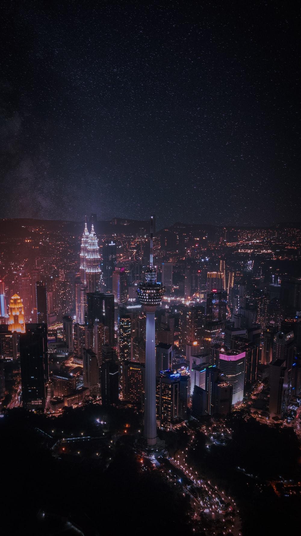 1000x1778 City At Night Aerial Picture. Download Free Image