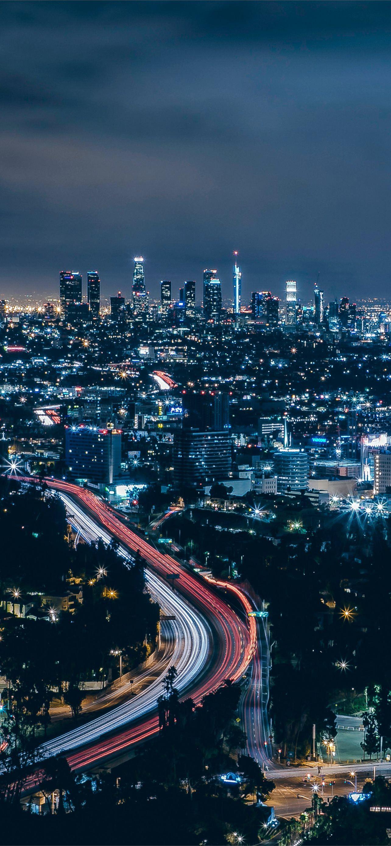 1284x2778 Los Angeles City Skyscrapers Night Los Angeles Bac. iPhone Wallpaper Free Download