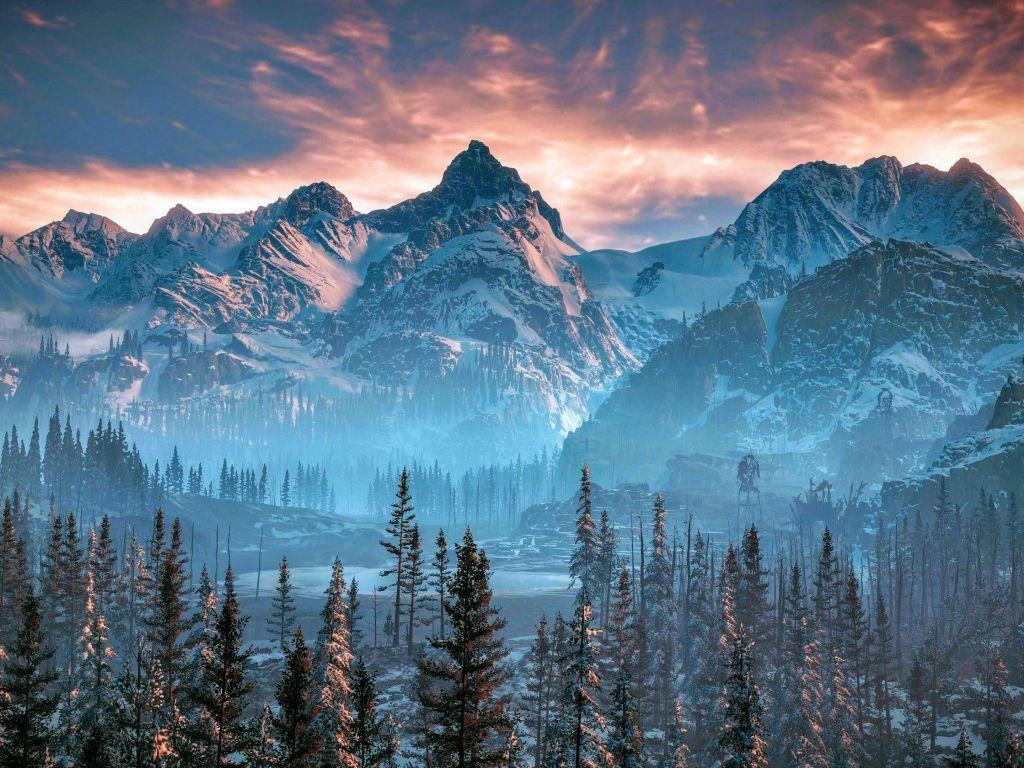 1024x768 Forest Mountains With a Blue Filter wallpaper in 1024x768 resolution