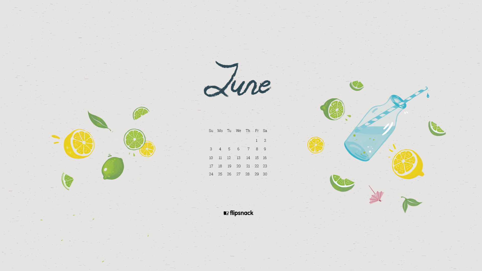 1920x1080 June 2018 wallpaper calendar for desktop & smartphone