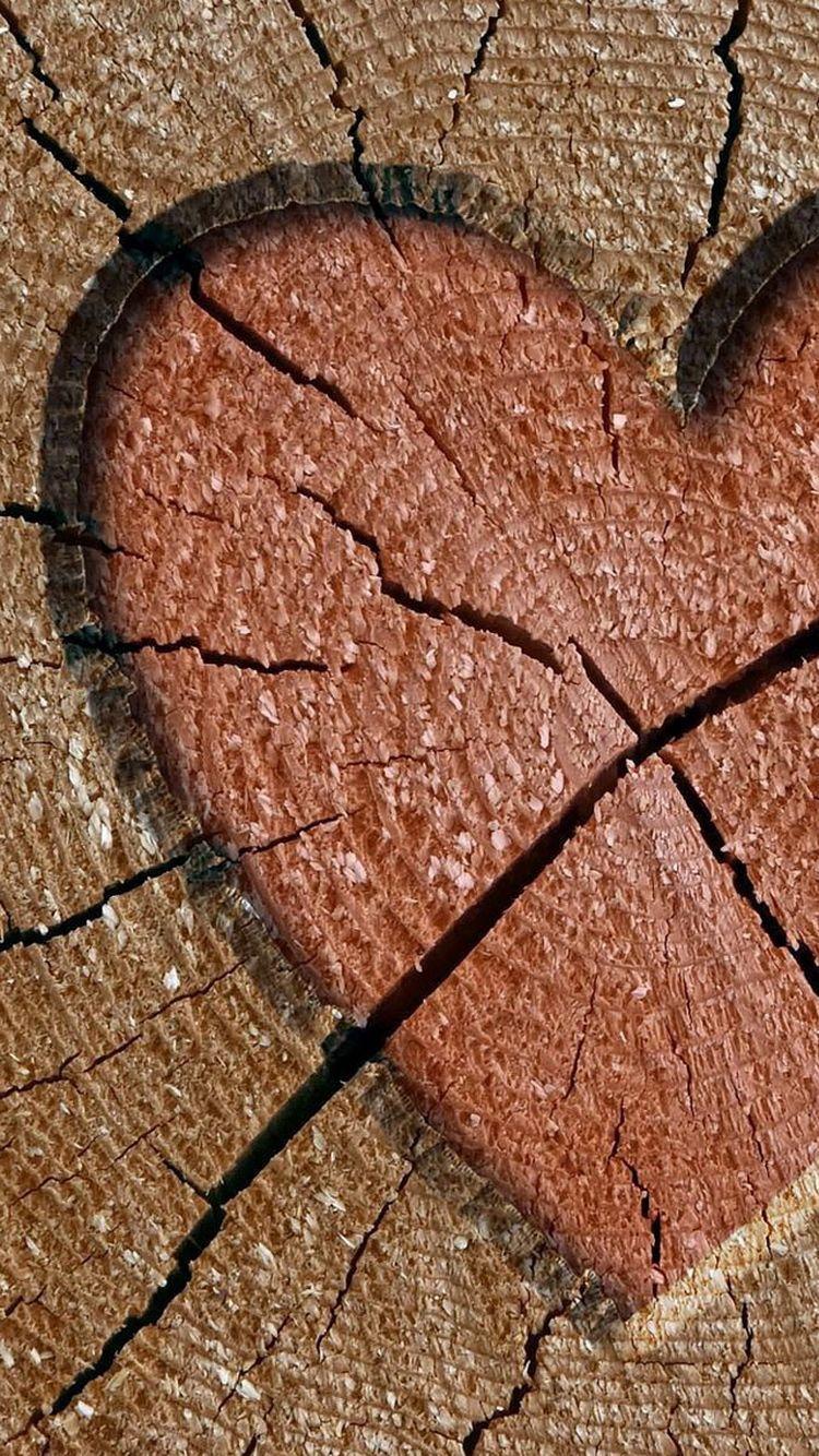 750x1334 Heart Engraved In Wood Log iPhone 6 Wallpaper HD Download