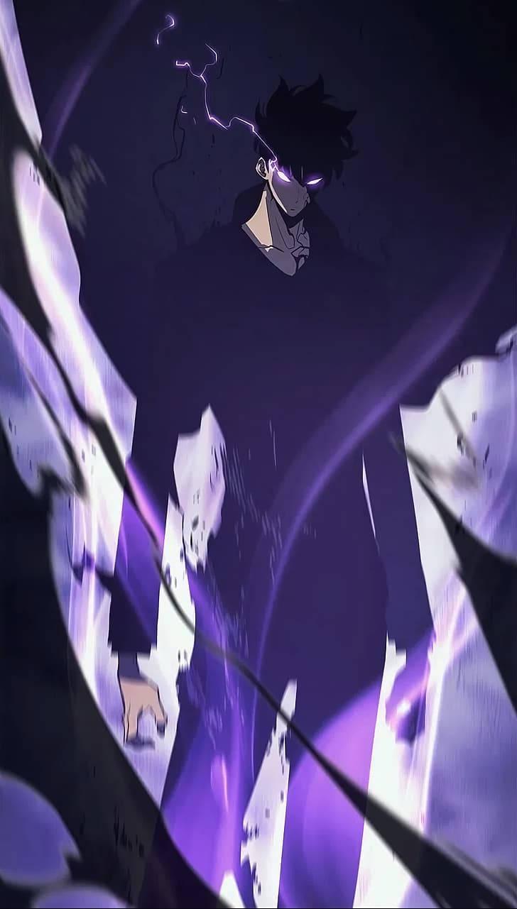 728x1281 Solo Leveling Jin Woo Purple Wallpaper