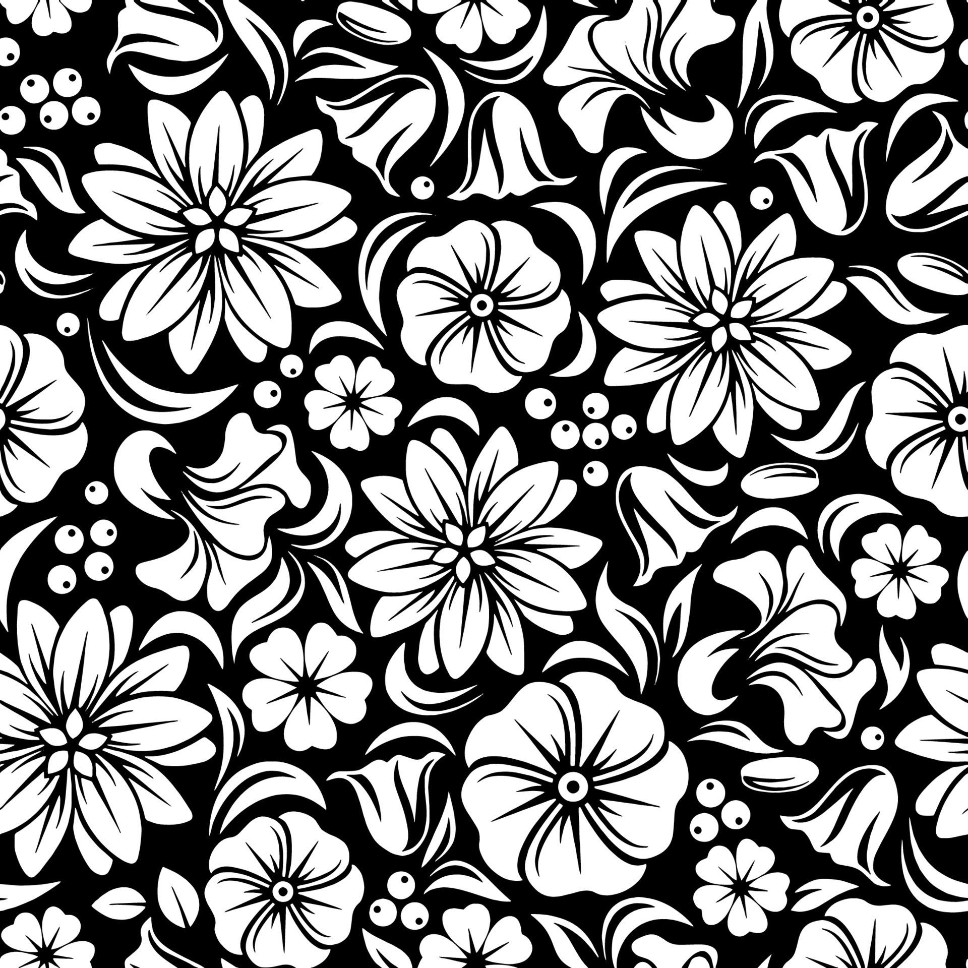 1920x1920 pattern vintage seamless vector floral wallpaper background illustration white black flower