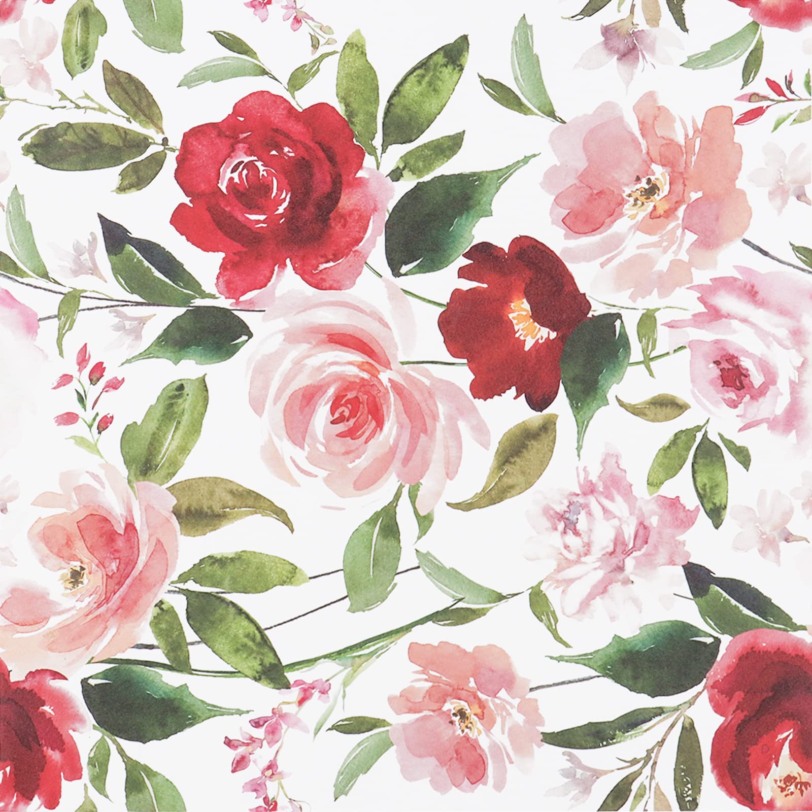 1600x1600 VEELIKE 17.7 X118.1 Vintage Floral Peel And Stick Wallpaper Self Adhesive Removable Pink Red Rose Floral Wallpaper Vinyl Decorative Leaf Floral Contact Paper For Bedroom Walls Cabinet Nursery Shelf