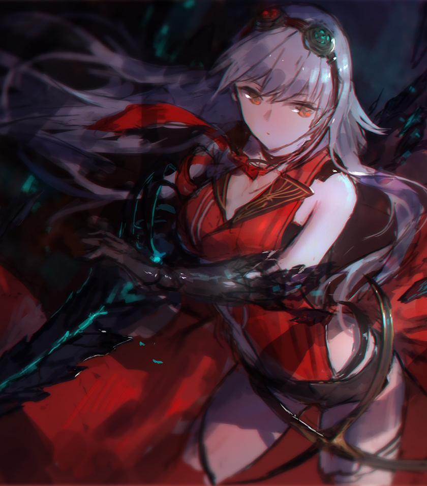 840x957 Download red warrior, anime girl, red dress 840x1336 wallpaper, iphone iphone 5s, iphone 5c, ipod touch, 840x1336 HD image, background, 4016