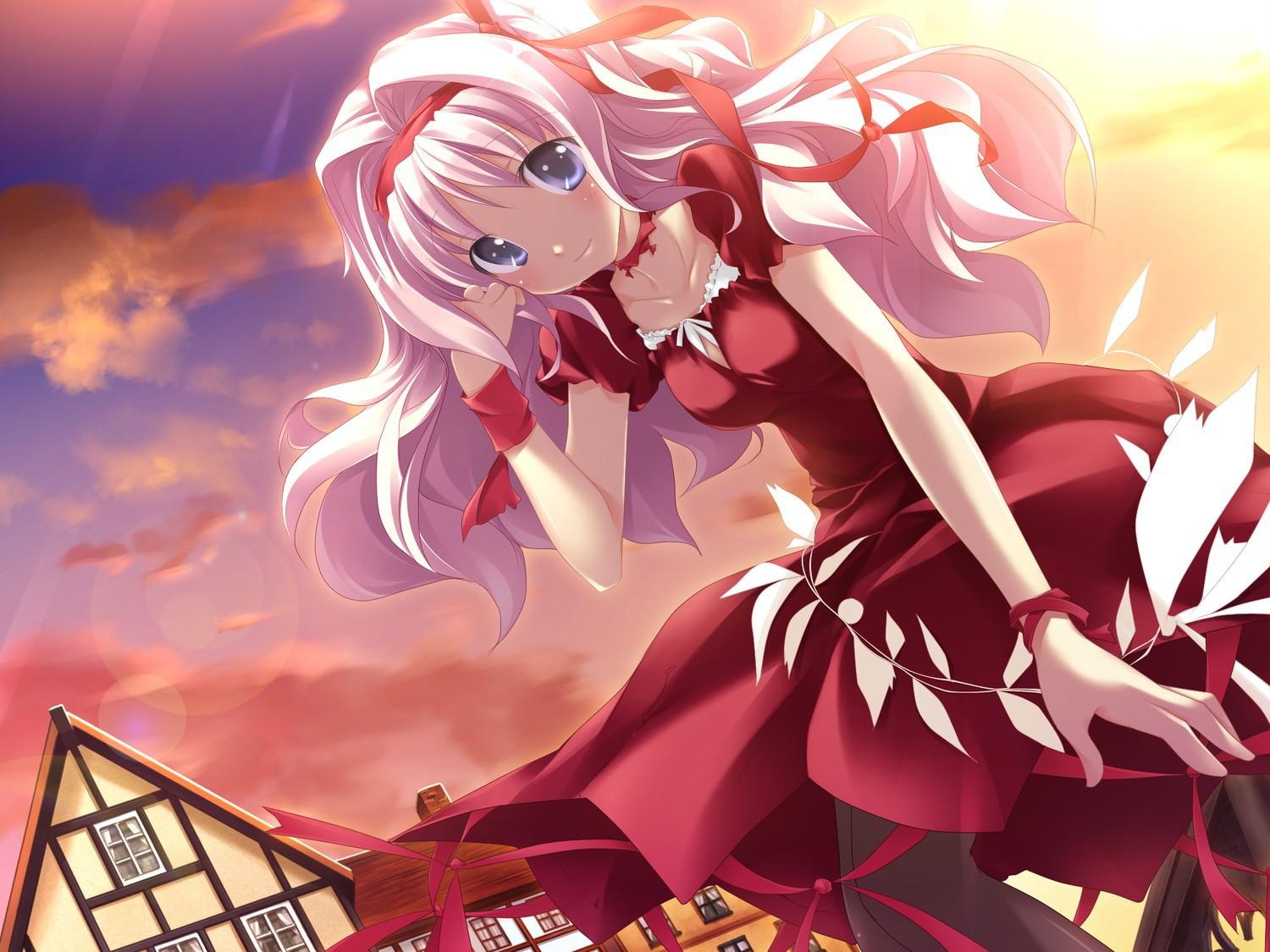 1500x1125 Anime girl in a red dress Desktop wallpaper 600x382