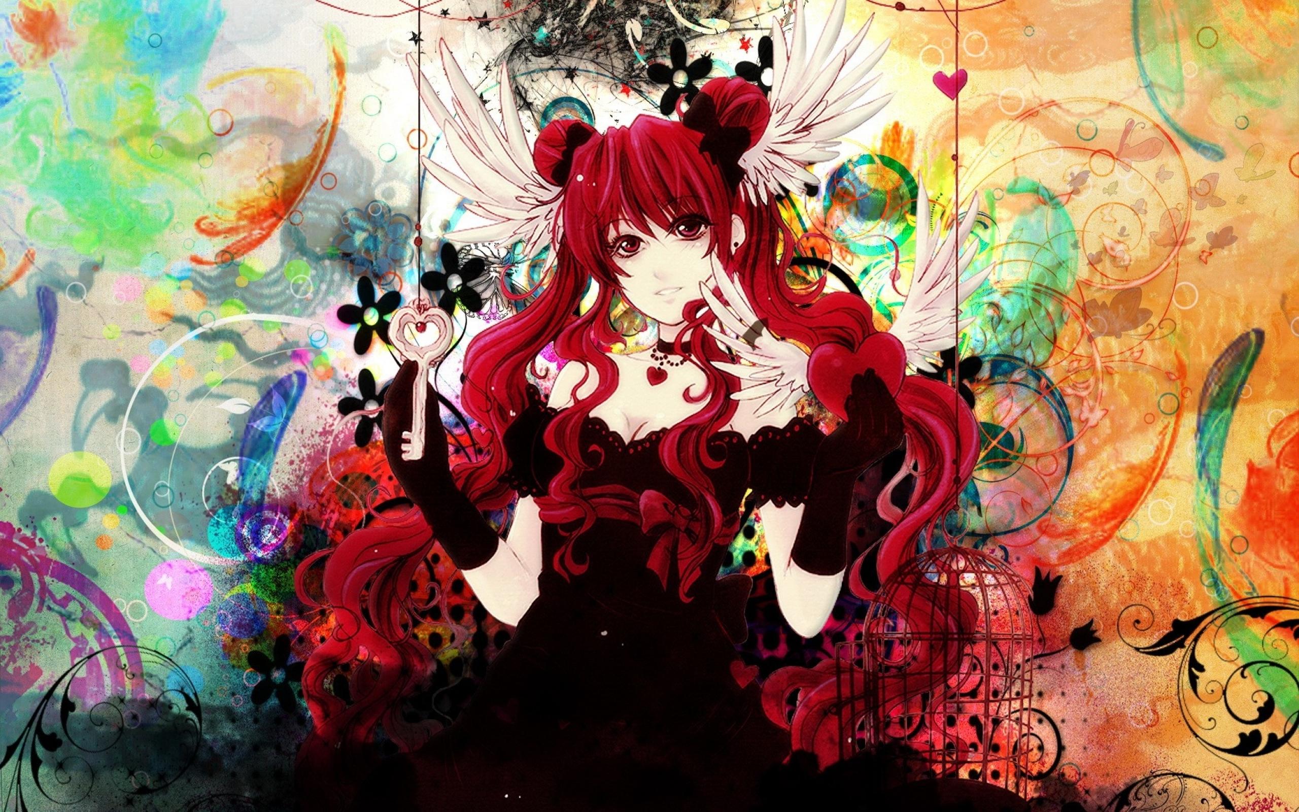 2560x1600 Woman Red Hair Gloves Dress wallpaper. Woman Red Hair Gloves Dress