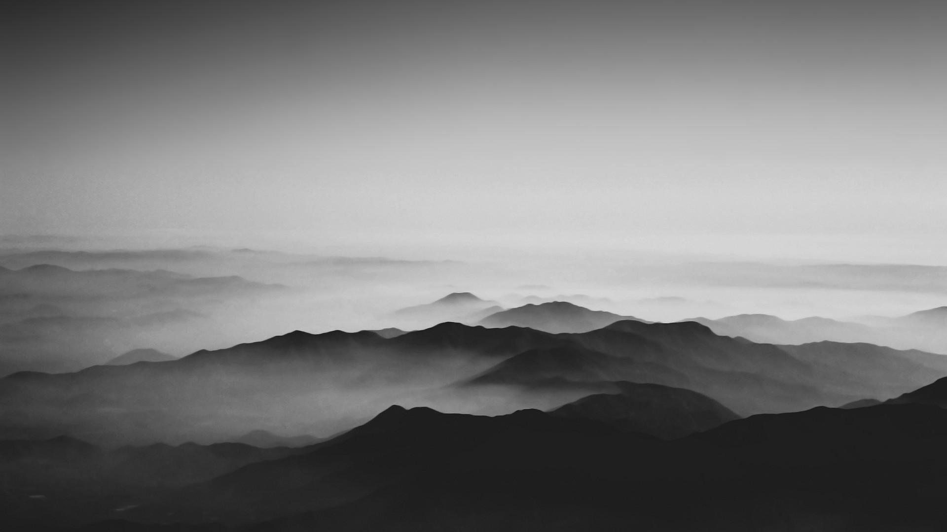1920x1080 monochrome, Black, Clouds, Mountain, Sky, White Wallpaper HD / Desktop and Mobile Background