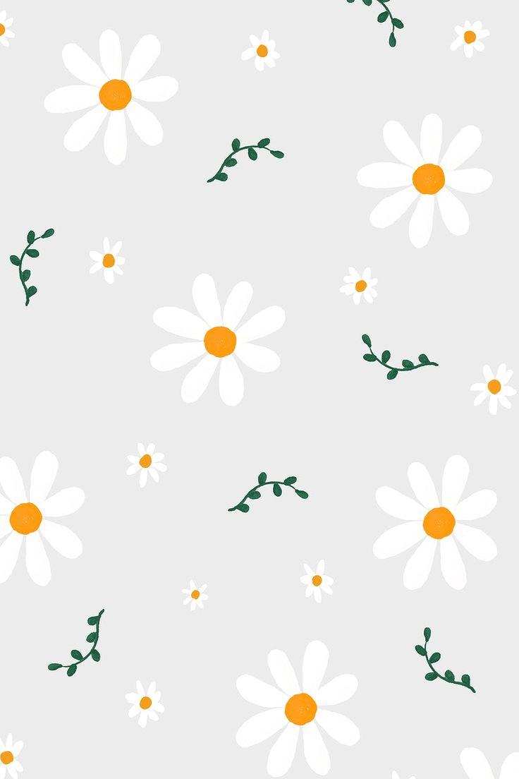 736x1104 Download free vector of Daisy flowers patterned background vector cute hand drawn style by Sasi. Cute flower wallpaper, Daisy wallpaper, Flower background design