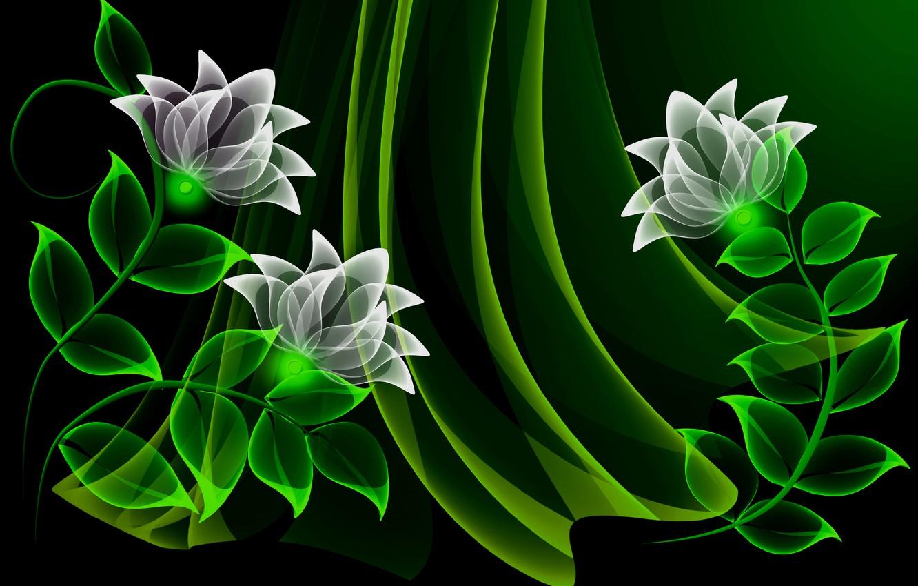 1332x850 Wallpaper flowers, vector, flowers, background, neon, neon image for desktop, section абстракции