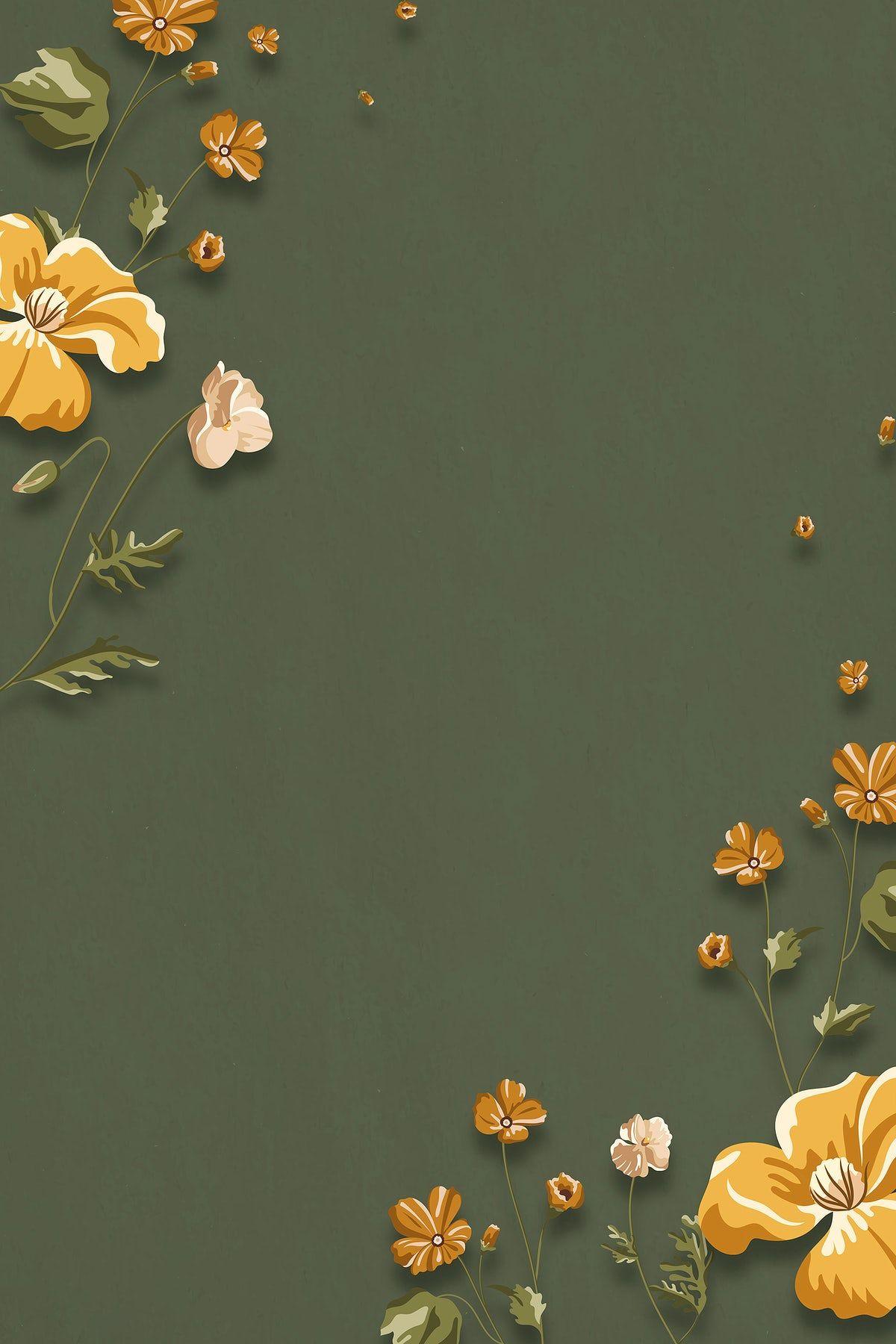 1200x1800 Yellow flowers on a green background vector. premium image / Aew. Yellow flower wallpaper, Pastel background, Green background
