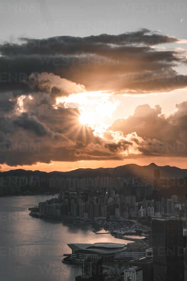 737x1106 Aerial View of Hong Kong Island at sunrise, Central and Western District, Hong Kong