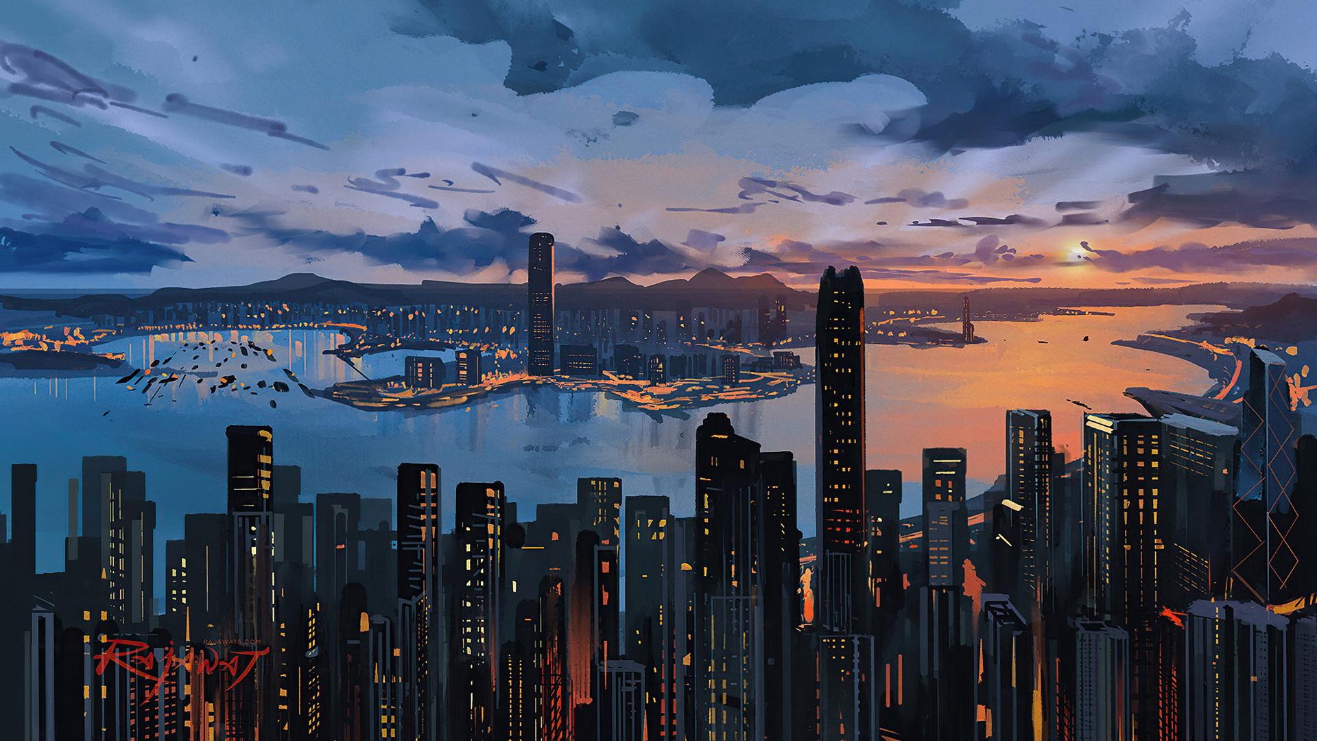1920x1080 Hong Kong City Pain Art 5k Laptop Full HD 1080P HD 4k Wallpaper, Image, Background, Photo and Picture