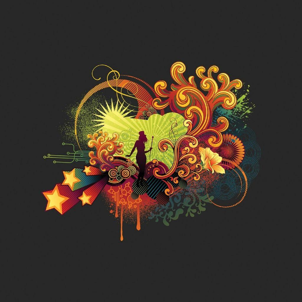 1024x1024 Retro Music Wallpaper. Abstract wallpaper, Vector artwork, Retina wallpaper