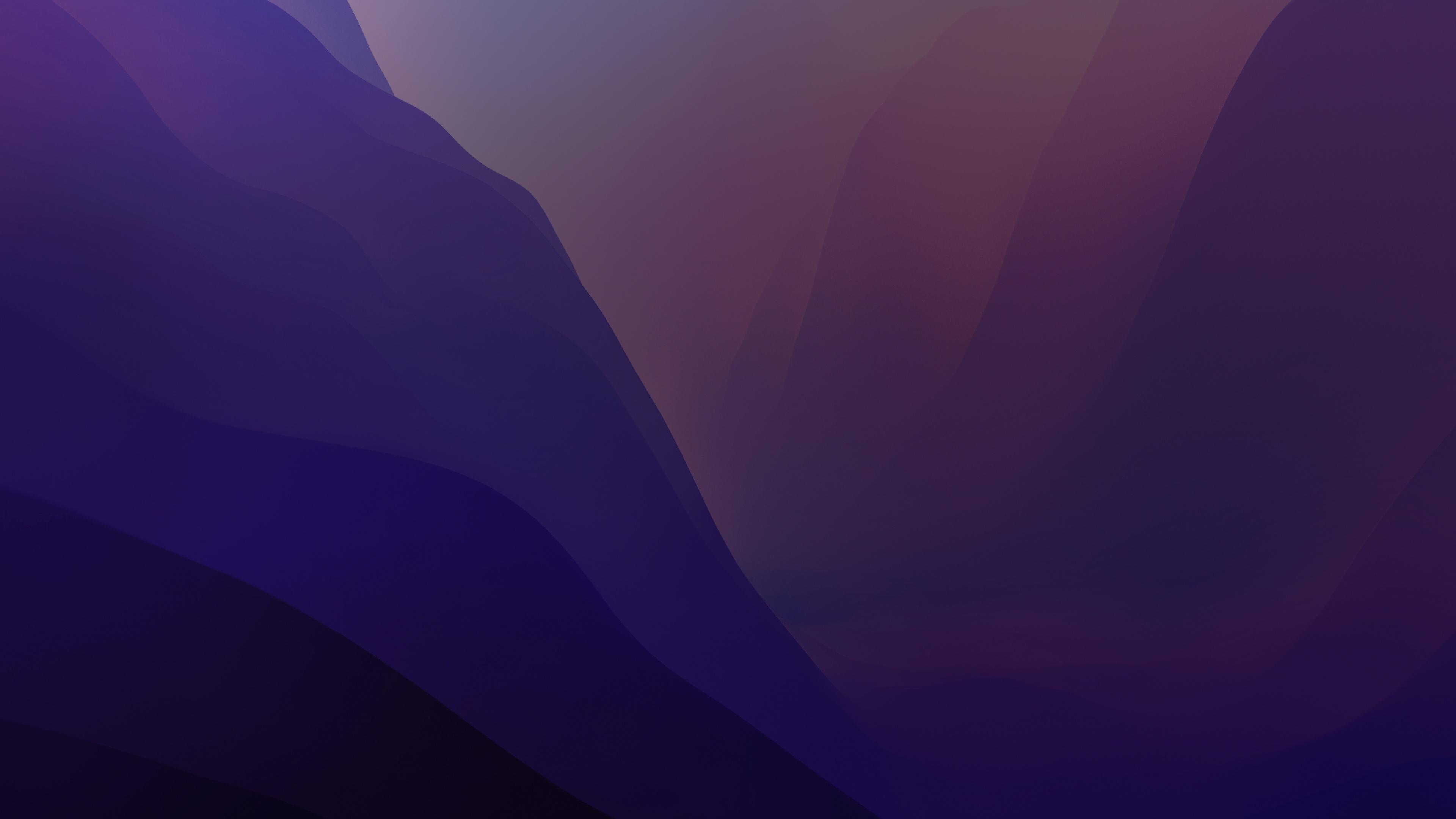 3840x2160 macOS Monterey Wallpaper 4K, Stock, Purple, Dark Mode, Layers, 5K, Gradients
