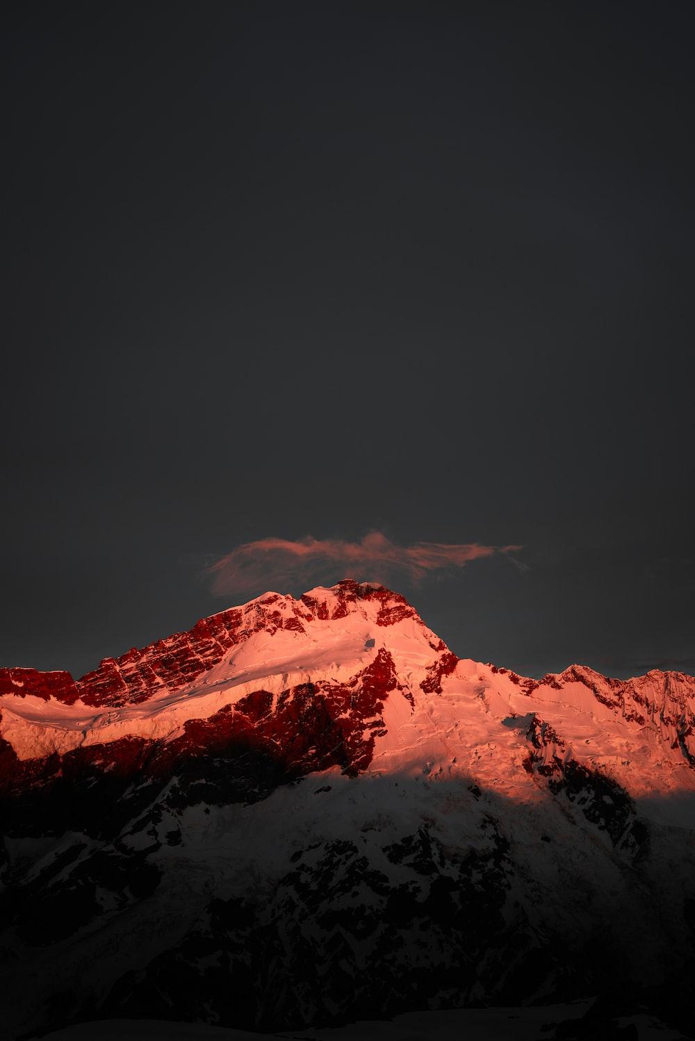 1000x1498 mountain covered in snow under dark sky photo
