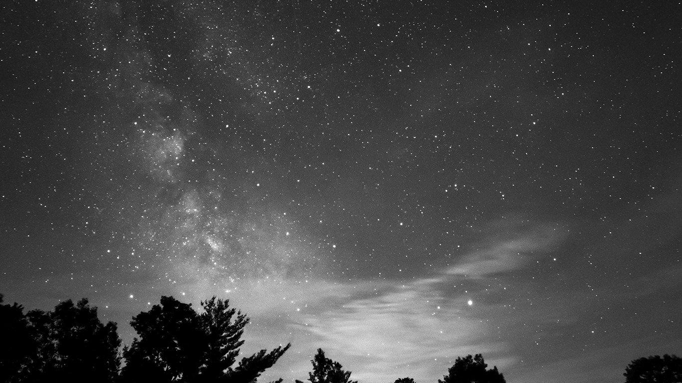 1366x768 wallpaper for desktop, laptop. sky night star dark mountain cloud shadow bw