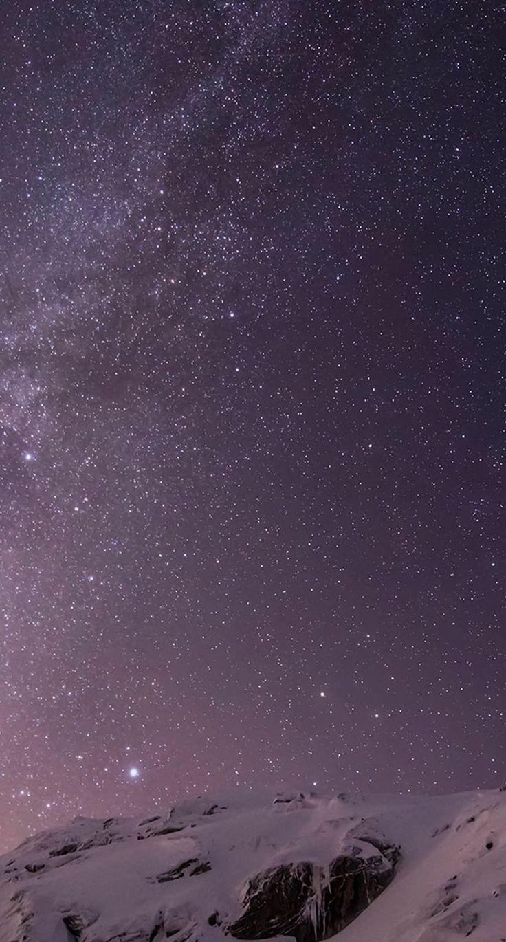 736x1370 Snowy mountain landscape night sky. wallpaper.sc iPhone8. Starry night wallpaper, iPhone wallpaper mountains, Landscape wallpaper